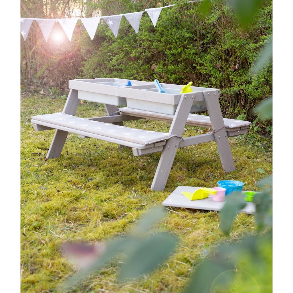 roba® Kindersitzgruppe »Picknick for 4 Outdoor Deluxe mit Spielwannen, Grau«