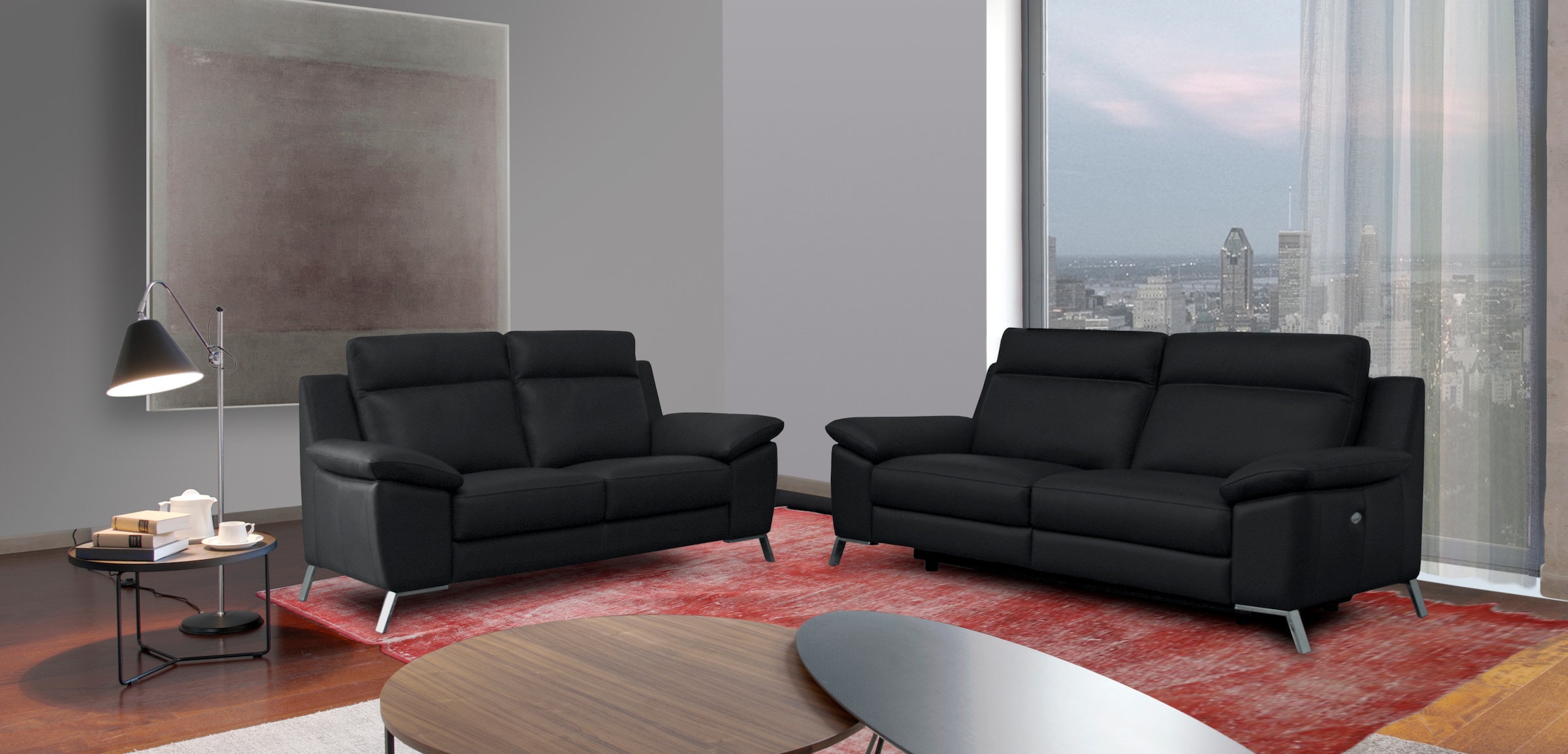Image of CALIA ITALIA Polstergarnitur "Roby" Set, 2 Stk. tlg. in Leder, mit elektrischer Relaxfunktion