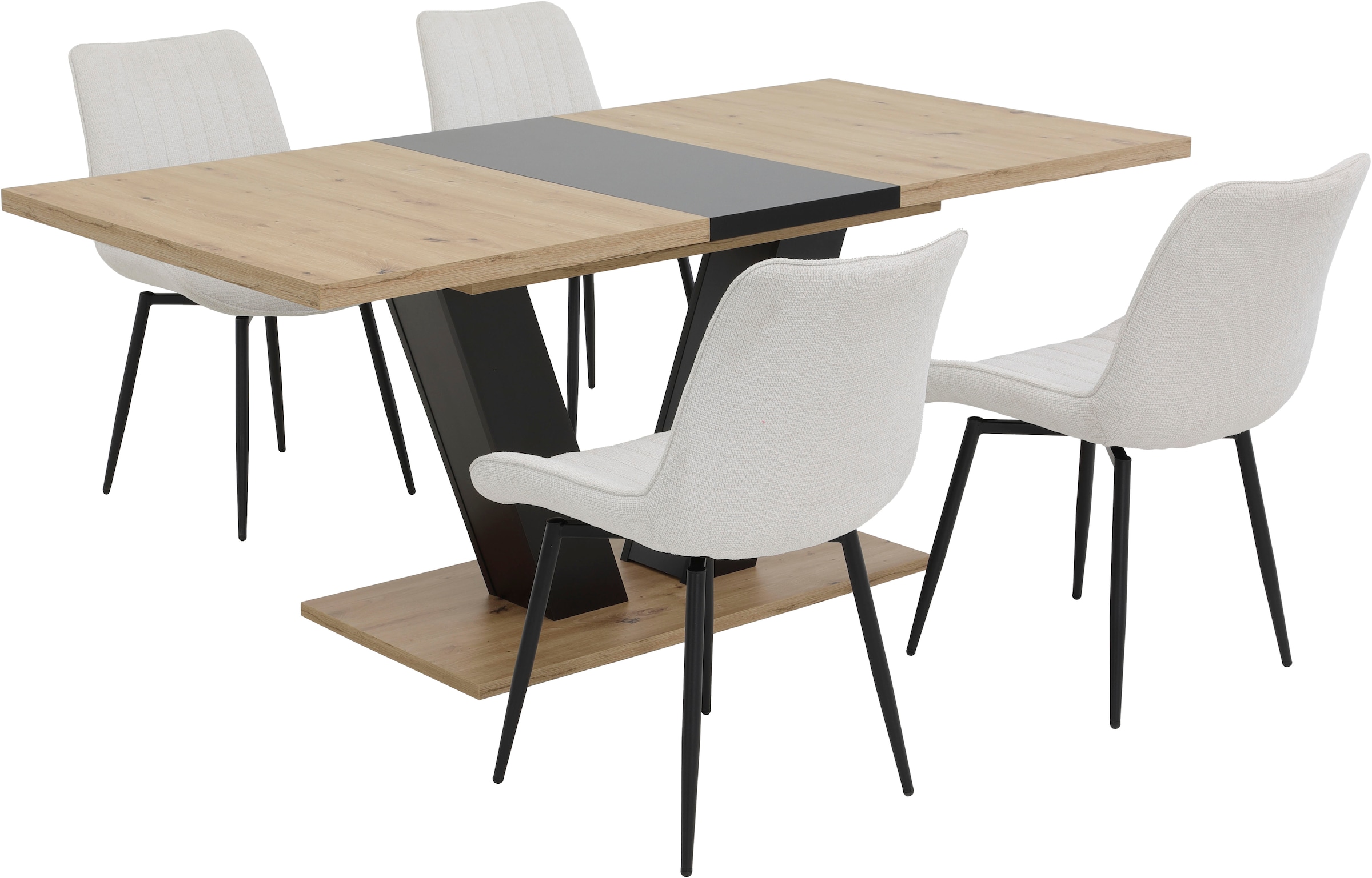 HELA 4-Fussstuhl »NEWPORT«, (Set), 4 St., Microfaser-Webstoff, 4-Fuss,XL-Sitzbreite,360°drehbar,Rundrohrgestell konisch