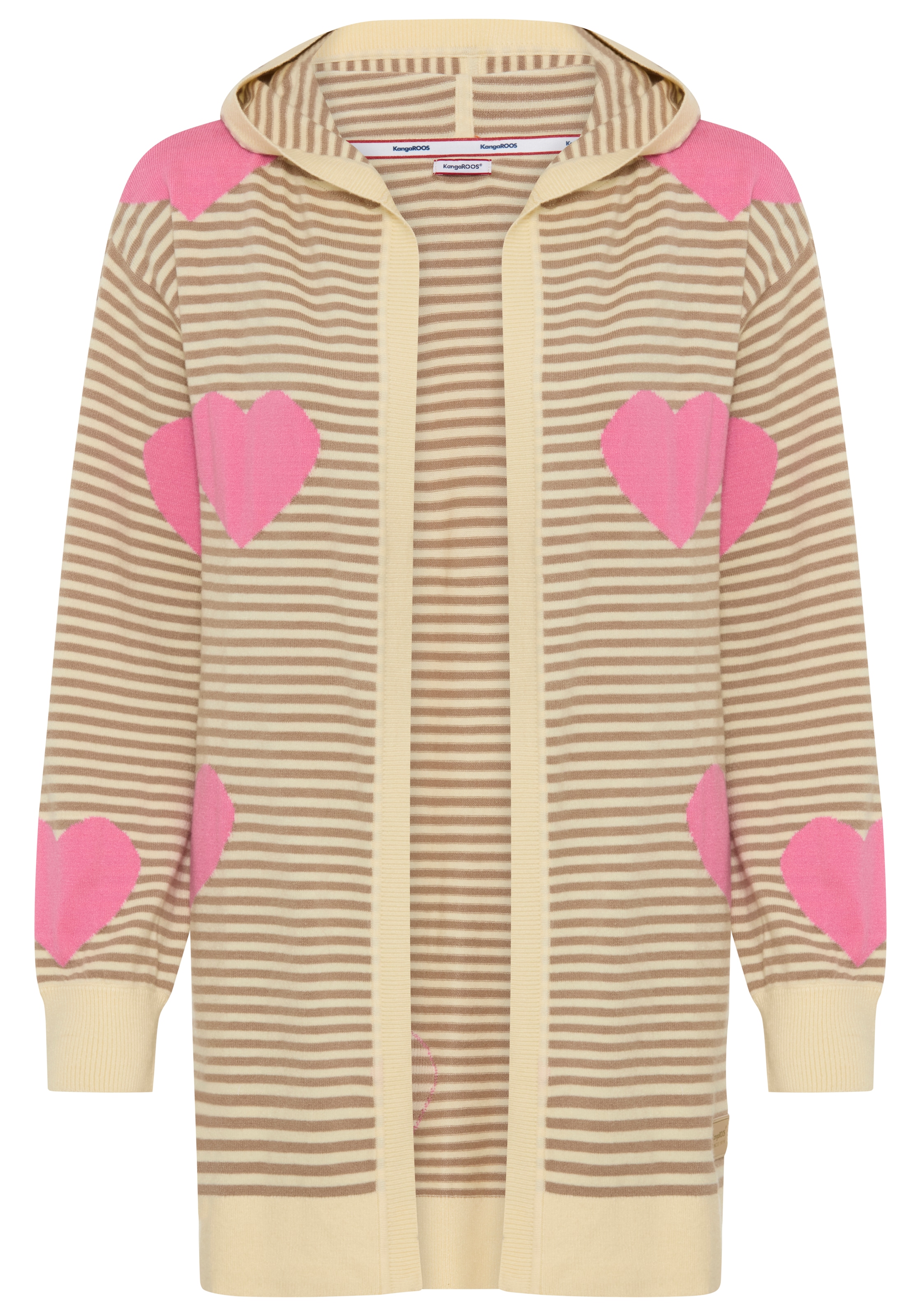 KangaROOS Cardigan à capuche longueur couvrant les hanches, en matière tricotée élastique