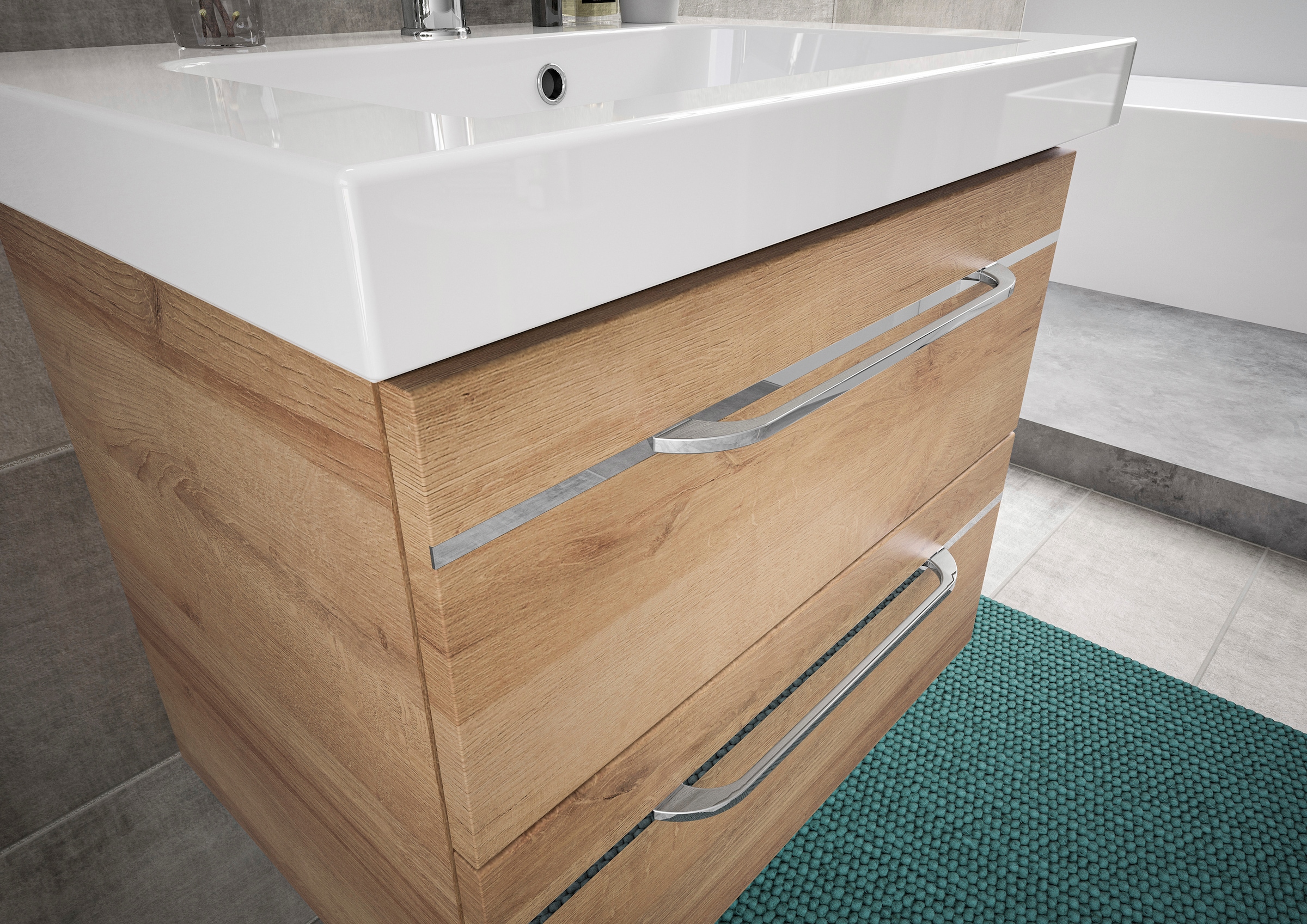 Saphir Badmöbel-Set »Balto Sprint 2-teilig, Mineralmarmor-Waschtisch mit LED-Spiegelschrank«, (2 St.), Badezimmer Set inkl. Türdämpfer, 70 cm breit, 2 Türen, 2 Schubladen