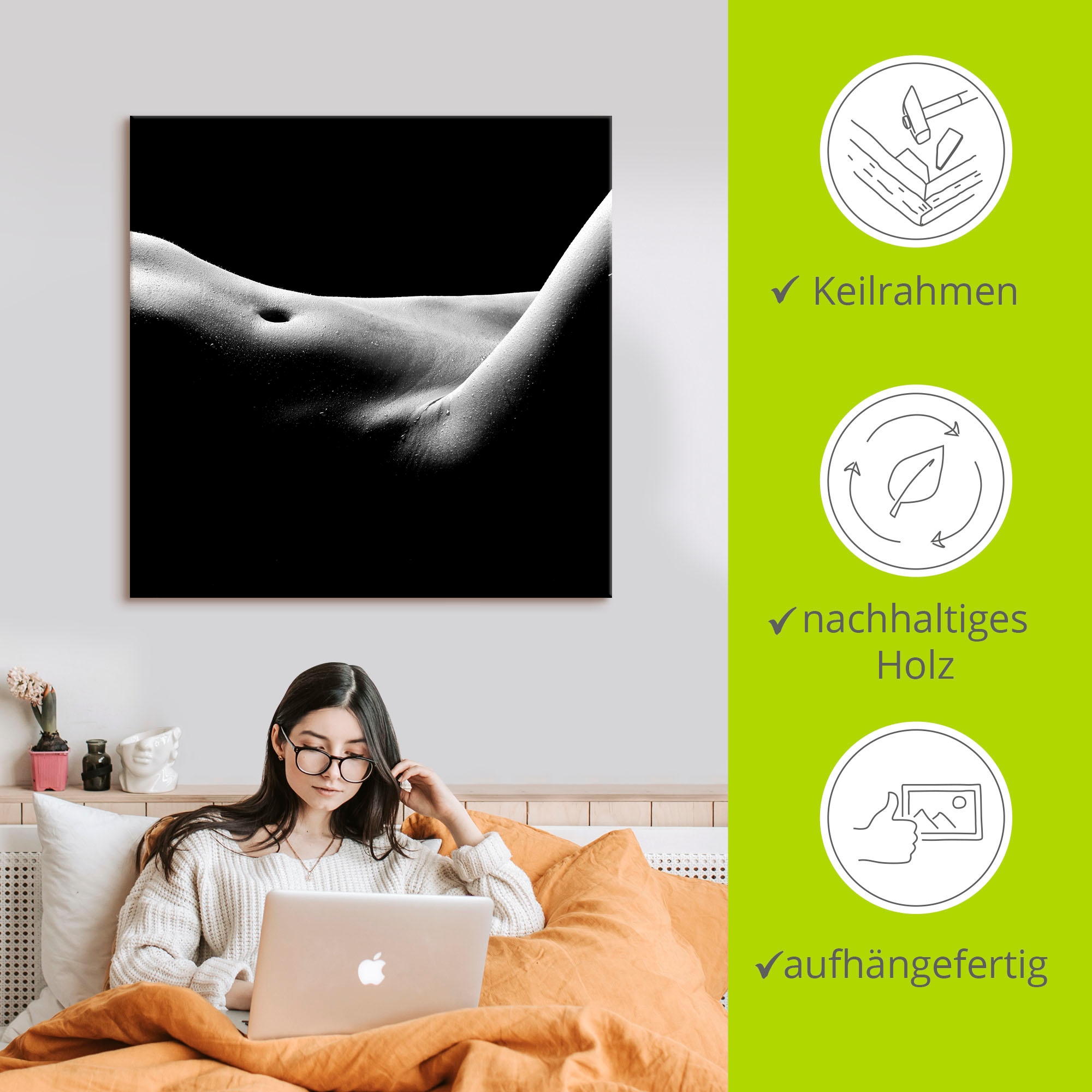 Artland Leinwandbild »Körperausschnitt einer nackten Frau« Frau 1 Stk. tlg. auf Holzrahmen gespannt