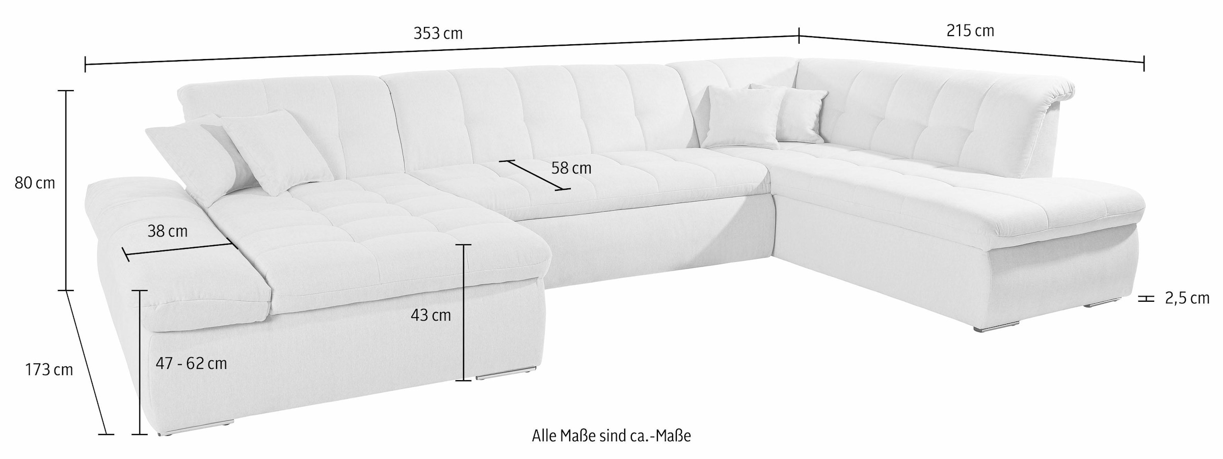 Home affaire Paysage de salon »U-Form« wahlweise mit Bett- und Armlehnfunktion