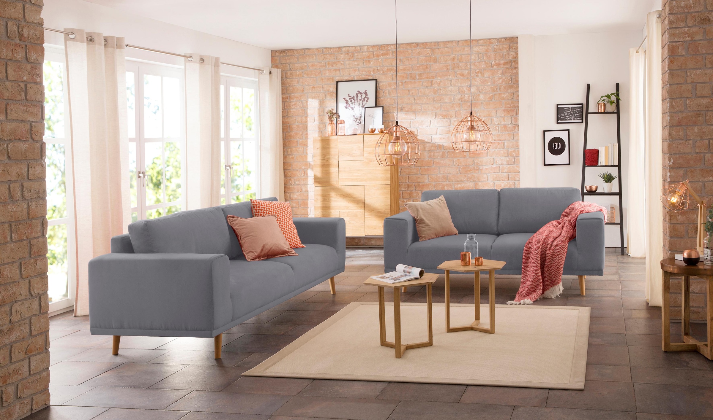 Image of Home affaire 3-Sitzer "Lasse" im scandinavischem Stil mit Holzfüssen