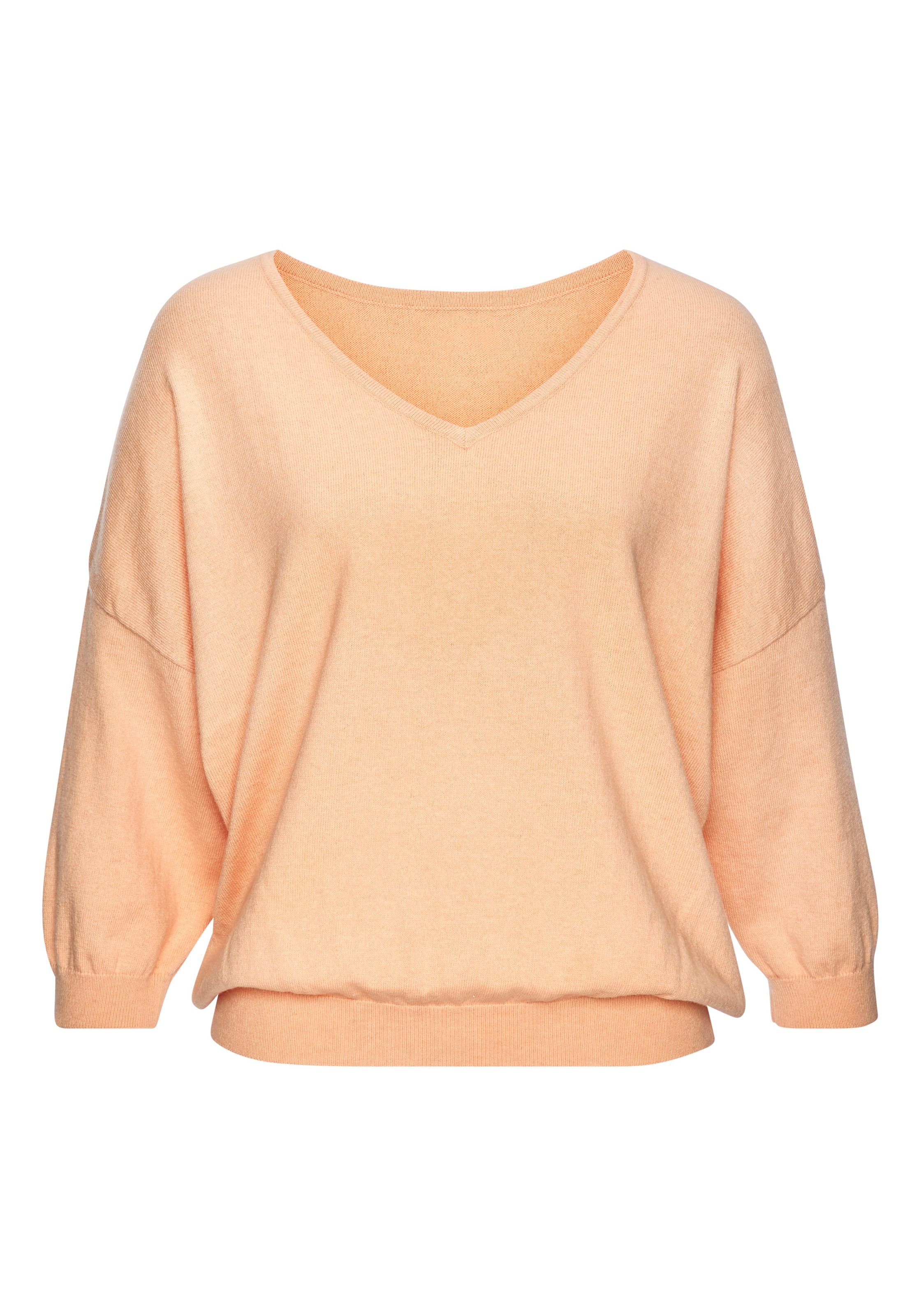 Vivance Fledermauspullover "aus weicher Feinstrickqualität, lässiger V-Pullover" Strickpullover mit V-Ausschnitt, Feinstrickpullover, lockere Passform
