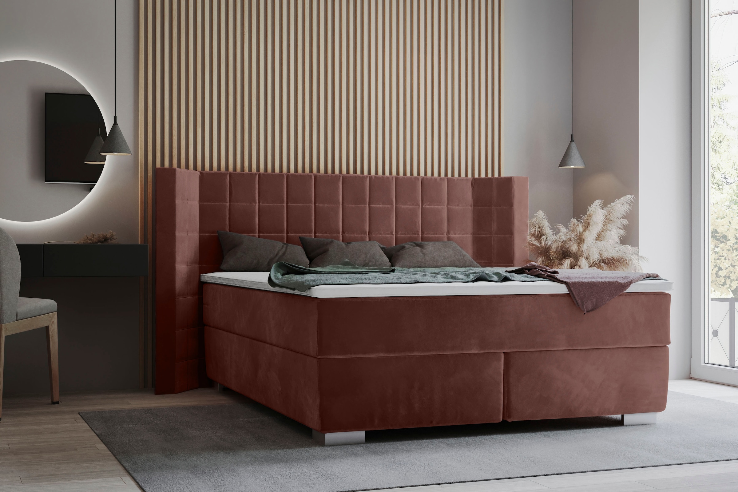 Image of Home affaire Boxspringbett "Piazza" mit Steppung und Kopfteil mit seitlichen Flügeln