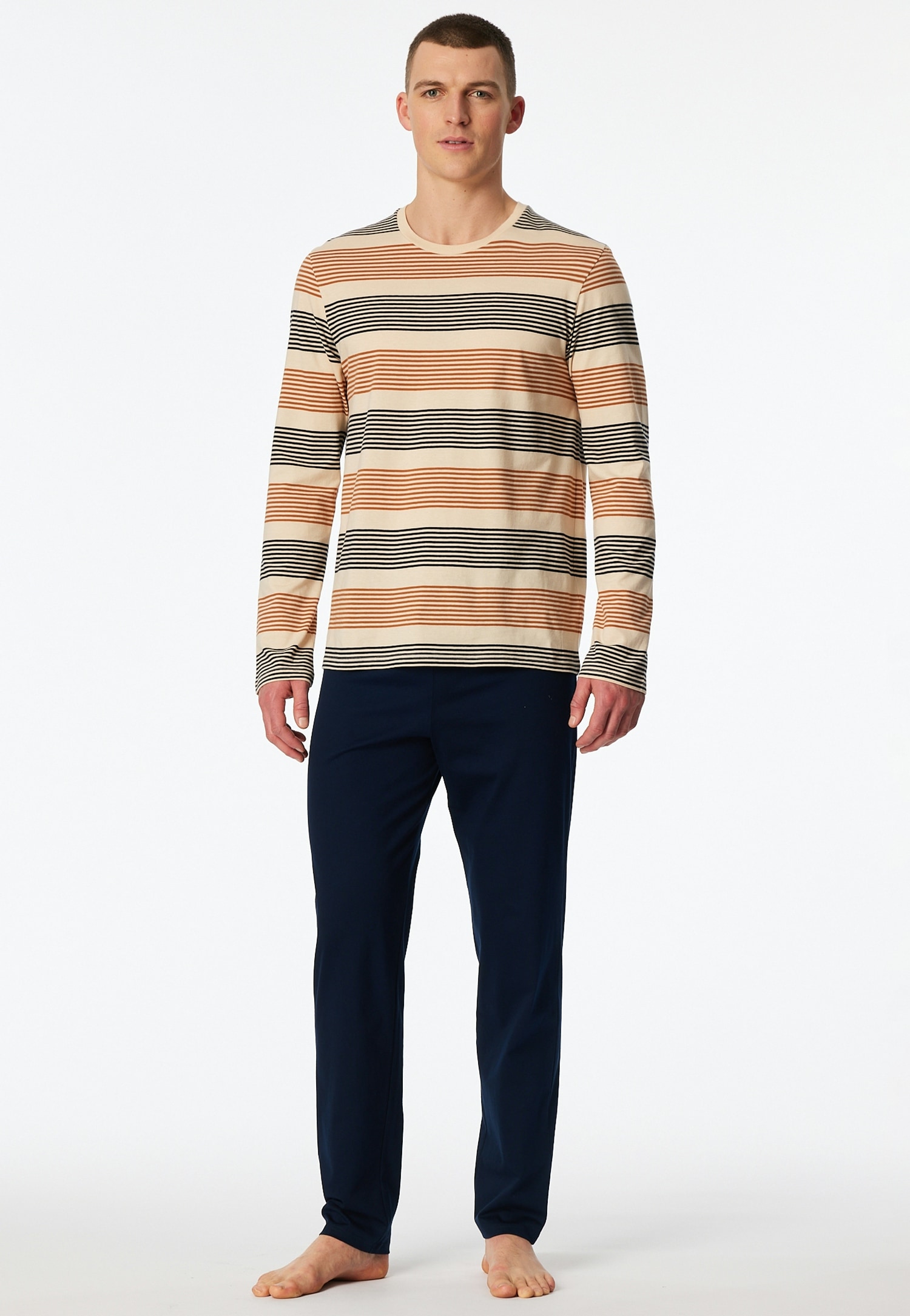 Schiesser Shorty »Casual Nightwear« 2 Rundhalsausschnitt und lange Ärmel, weiche Single-Jersey Qualität