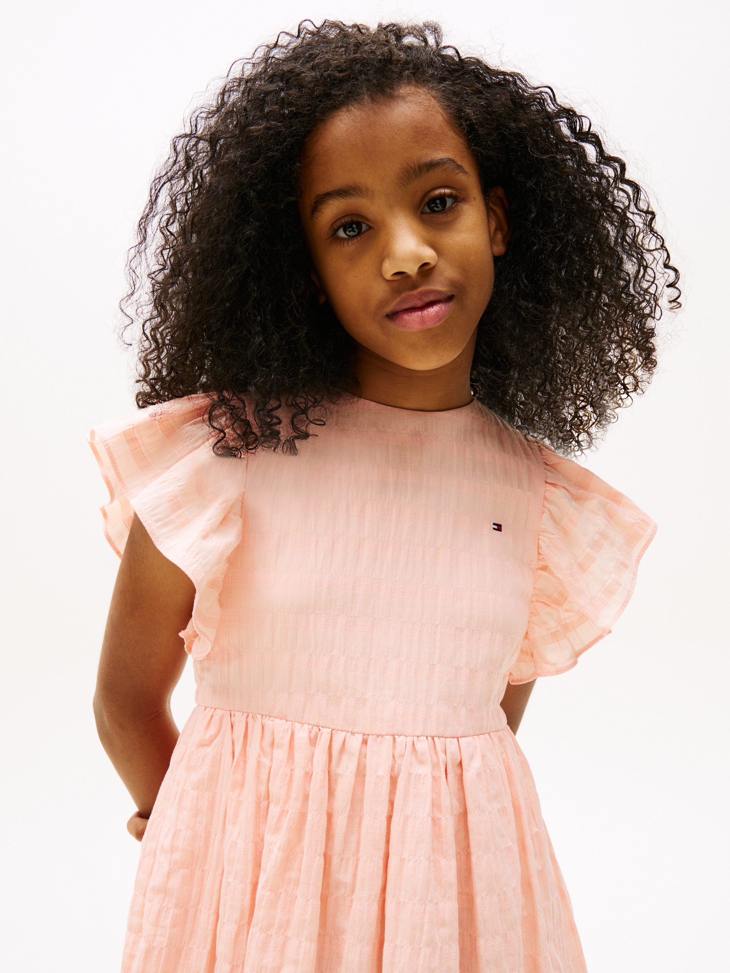 Tommy Hilfiger Sommerkleid »TEXTURED COTTON DRESS SS«, mit Flügelärmeln, mit Struktur