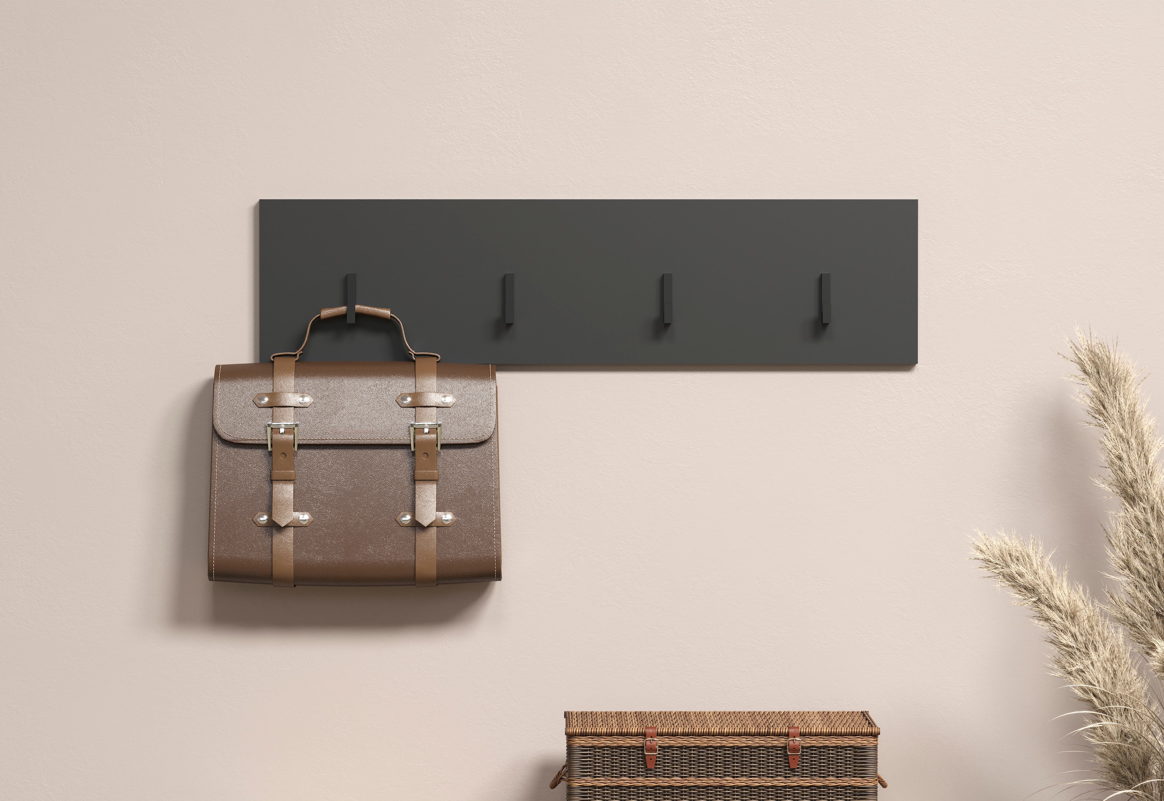 Home affaire Garderobenleiste »Estepona« Wandpaneel mit 4 Kleiderhaken – (B/T/H) 80/2/20 cm