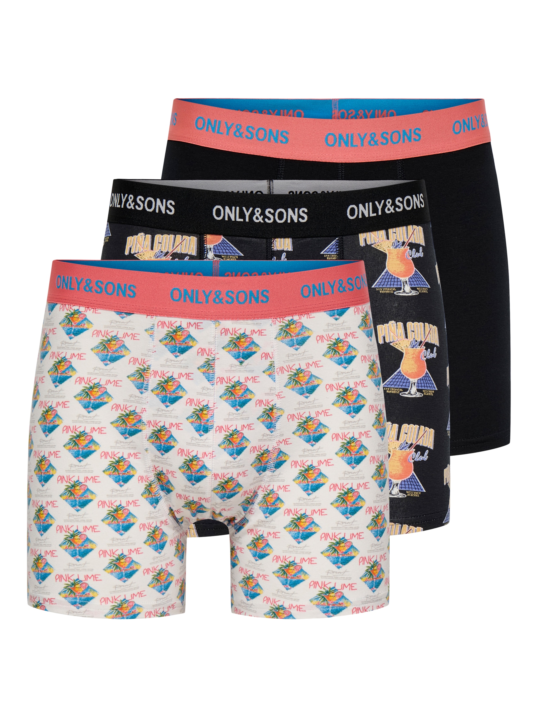 ONLY & SONS Trunk »ONSFITZ AOP WB BOLD BOXER 3PACK NOOS« Packung, 3 Stk. Baumwollmischung, eng anliegend