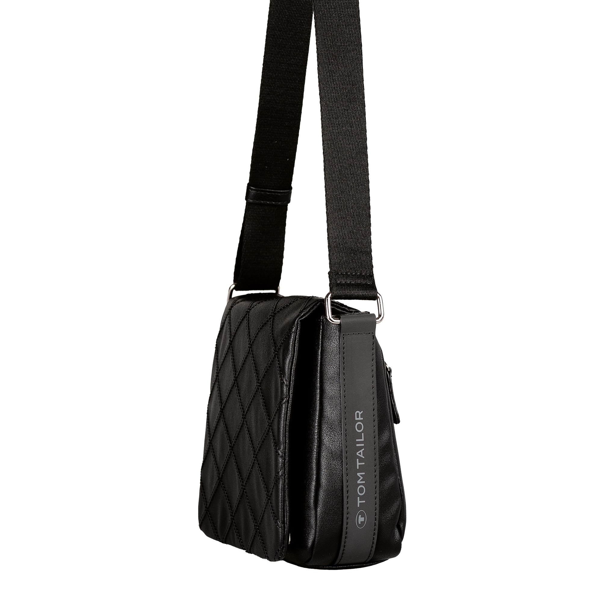 TOM TAILOR Sac à bandoulière »Skylar« similicuir matelassé concave, fine bande tissée et éléments réfléchissants