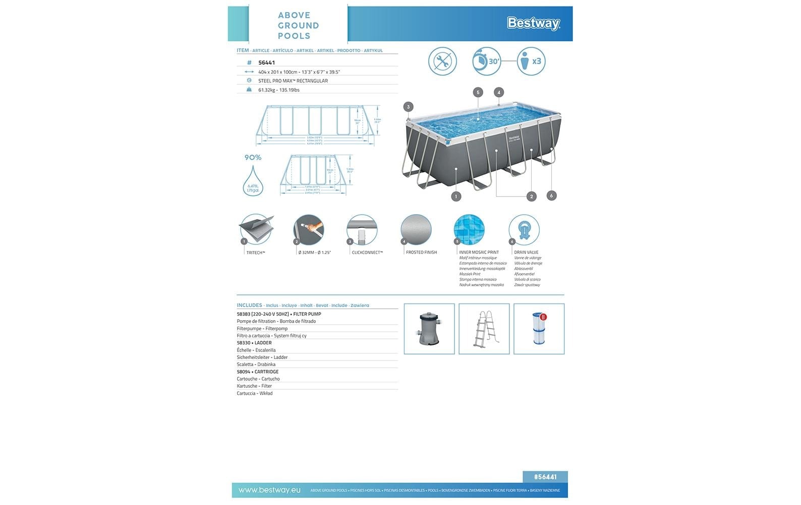 Bestway Jacuzzi »Steel Pro MAX« Rechteckiges Aufstellpool-Set
