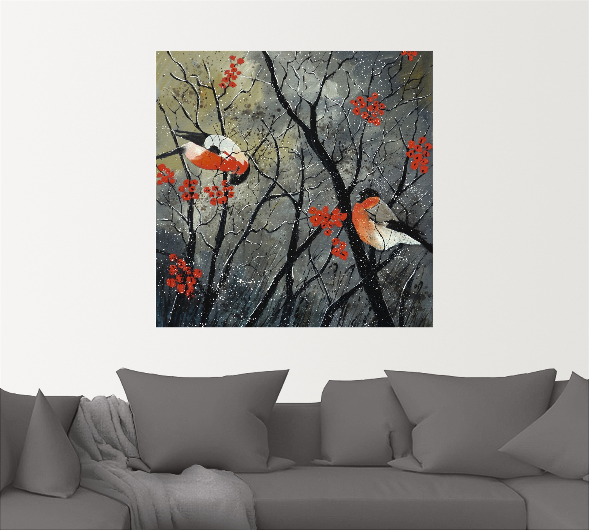 Artland Wandbild »rote Vögel im Winter«, Vögel, (1 St.), als Alubild, Outdoorbild, Leinwandbild, Wandaufkleber, versch. Grössen