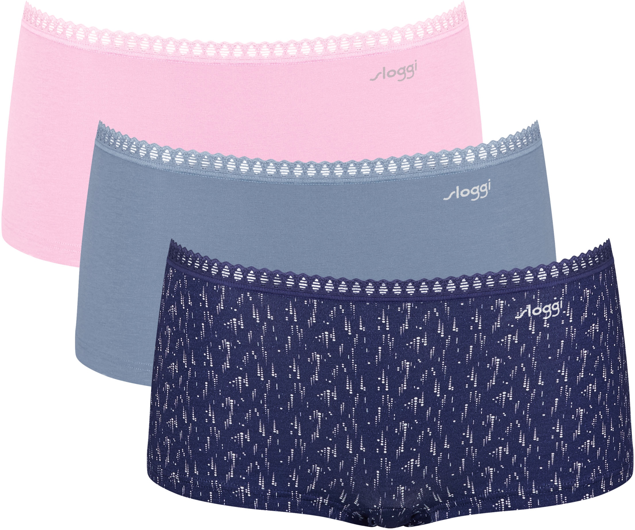 sloggi Panty »GO Crush« 3er Pack,  mit Spitzendetails, Cotton-Mix
