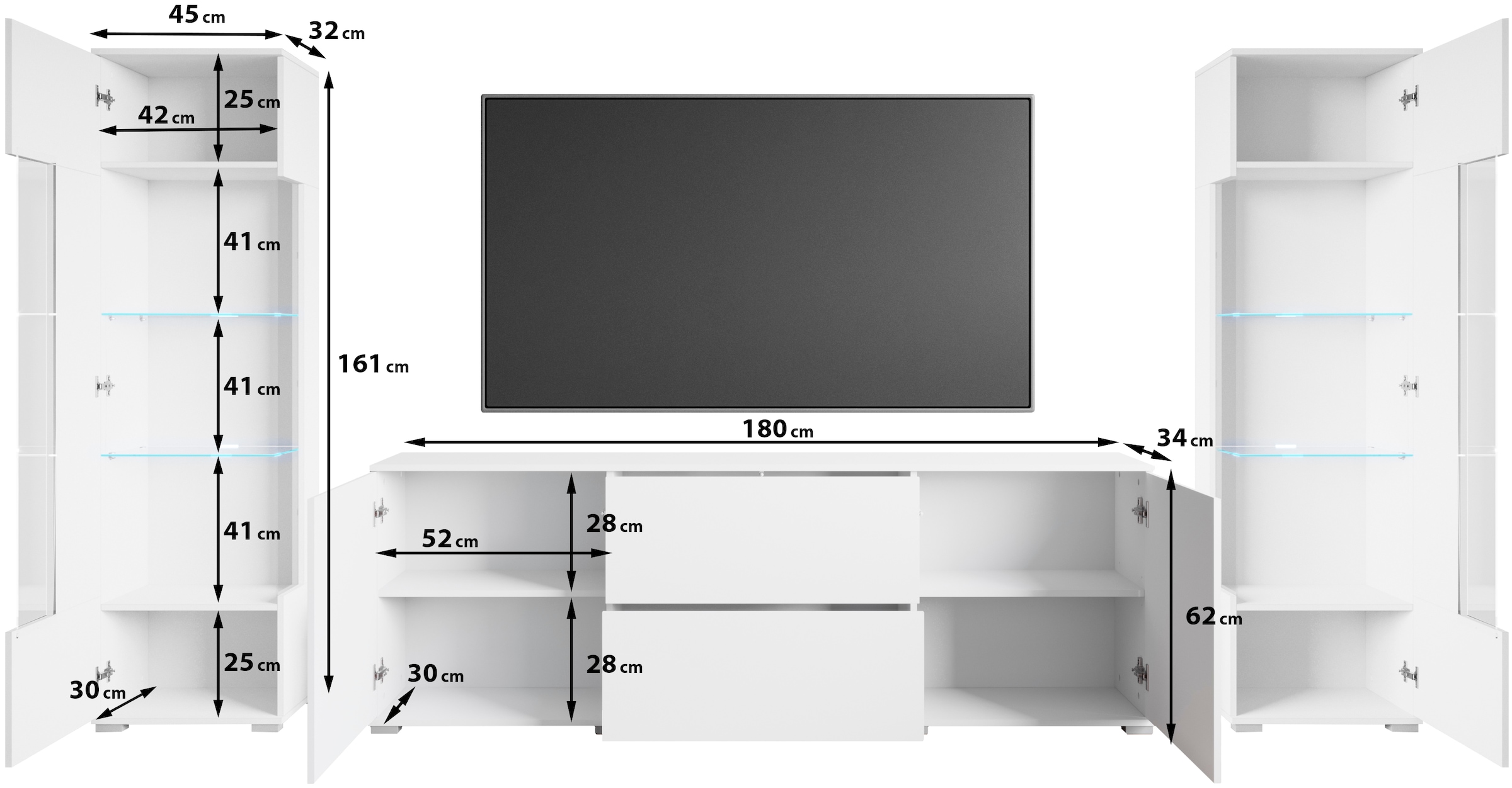 GOODproduct Wohnwand »KENIA« Komplett-Set, 3 Stk. tlg.