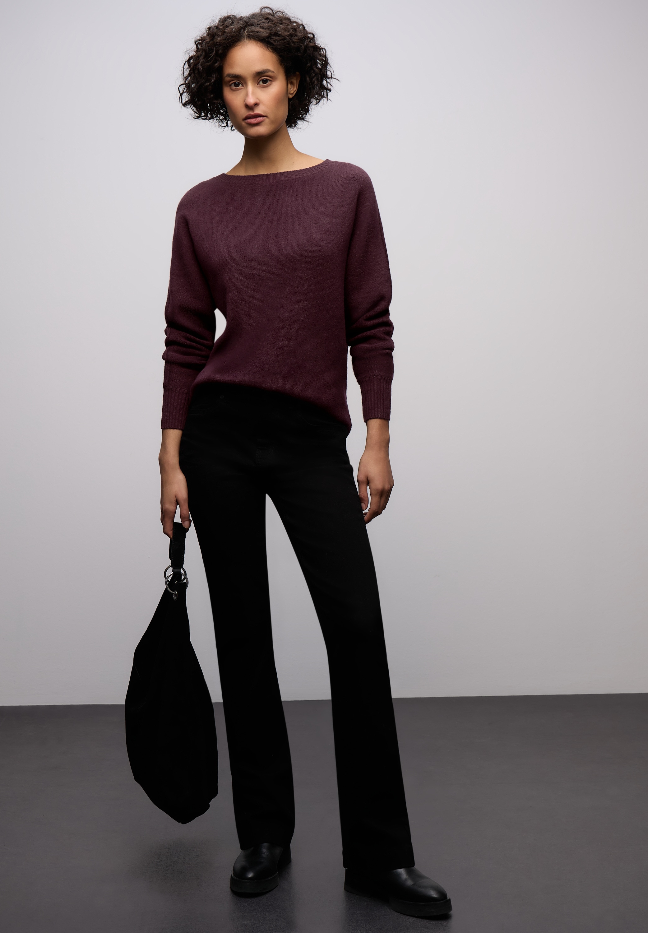 STREET ONE Pull à col rond mit Rippbündchen