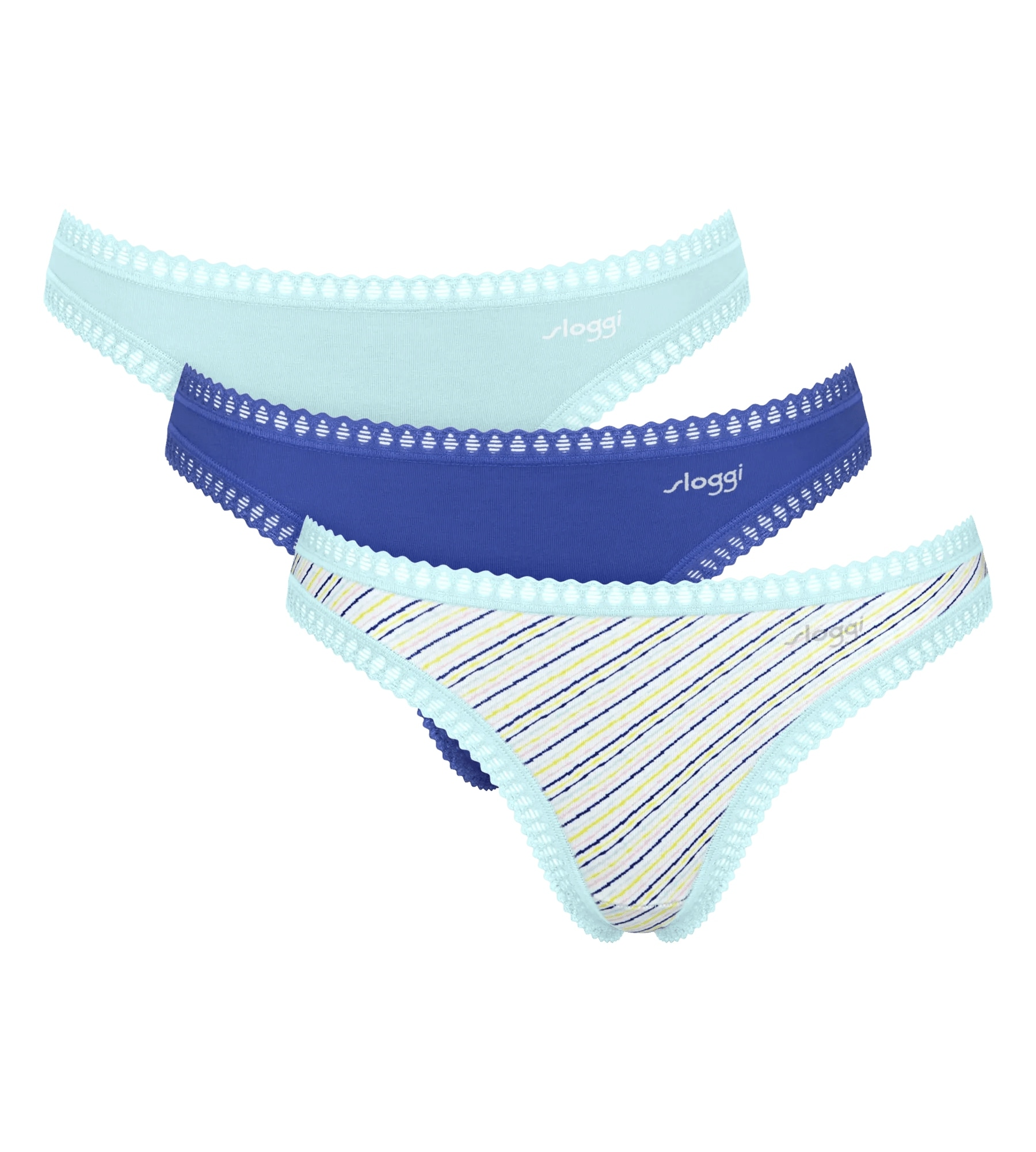 Image of sloggi String "GO Crush" 3er Pack, dehnbare Spitzendetails, Multipack, Cotton-Mix, bequem