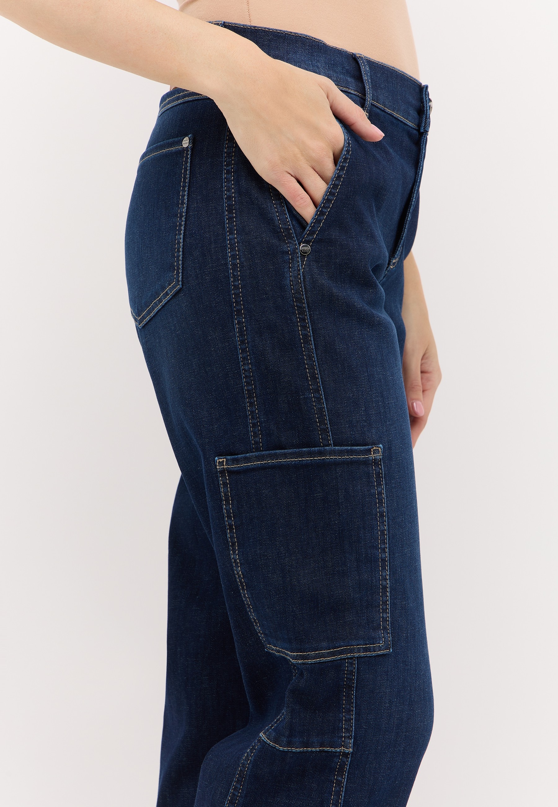 ANGELS Jeans cargo »EVY CARGO« avec poches plaquées sur le côté, forme en O