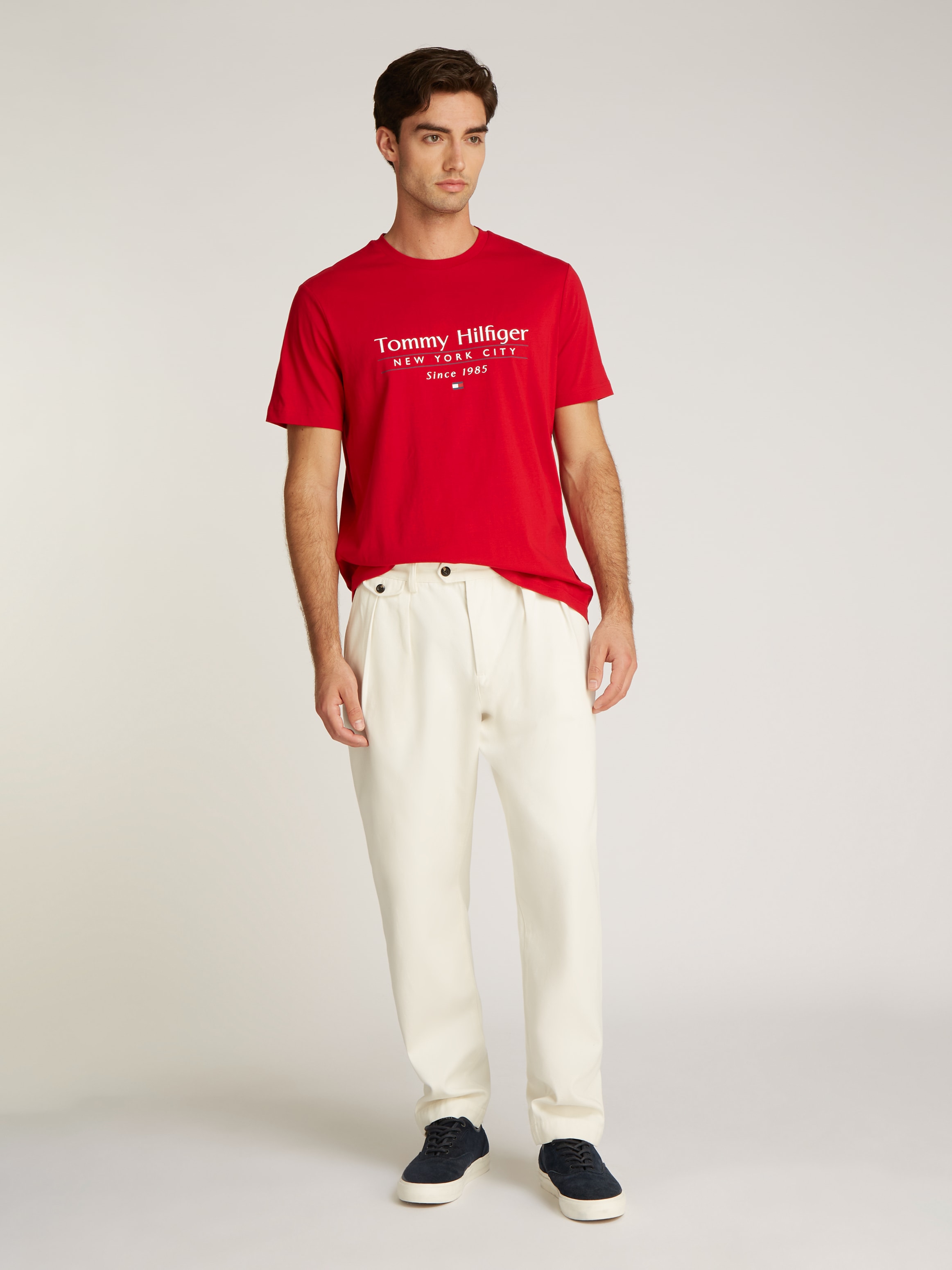 Tommy Hilfiger T-Shirt »HILFIGER CENTER STACK TEE«, mit grossem Schriftprint