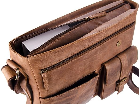 GreenLand Nature Messenger Bag »Montenegro«, aus Rindsleder mit Laptopfach