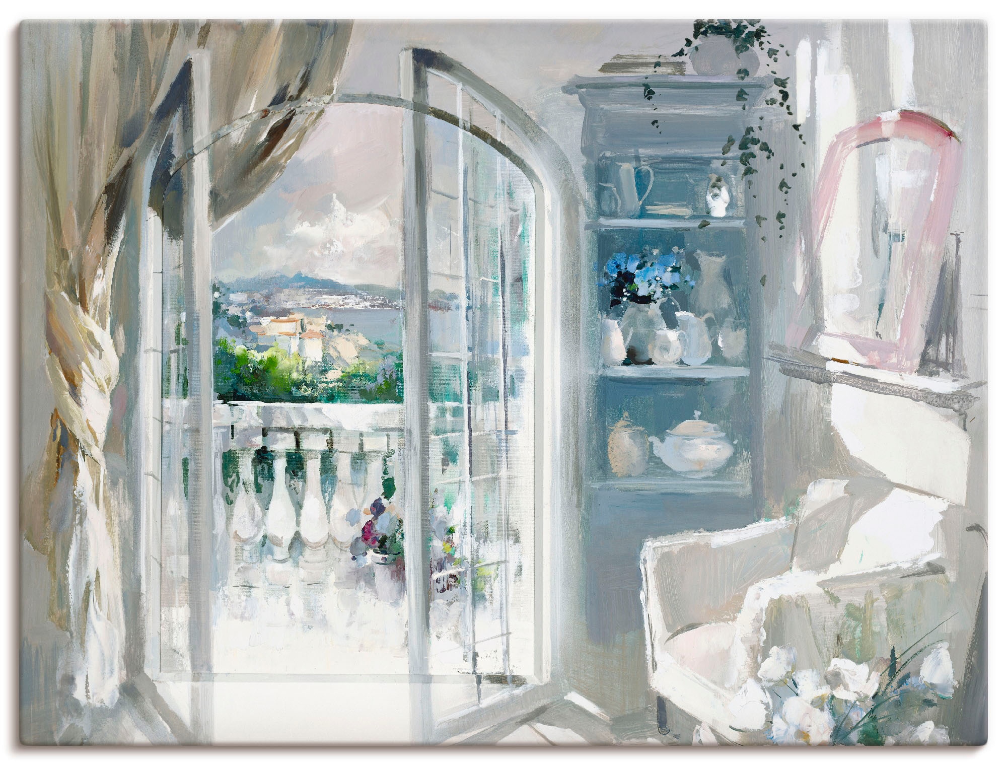 Image of Artland Leinwandbild "Sonniger Raum" Fensterblick 1 Stk. tlg. auf Holzrahmen gespannt