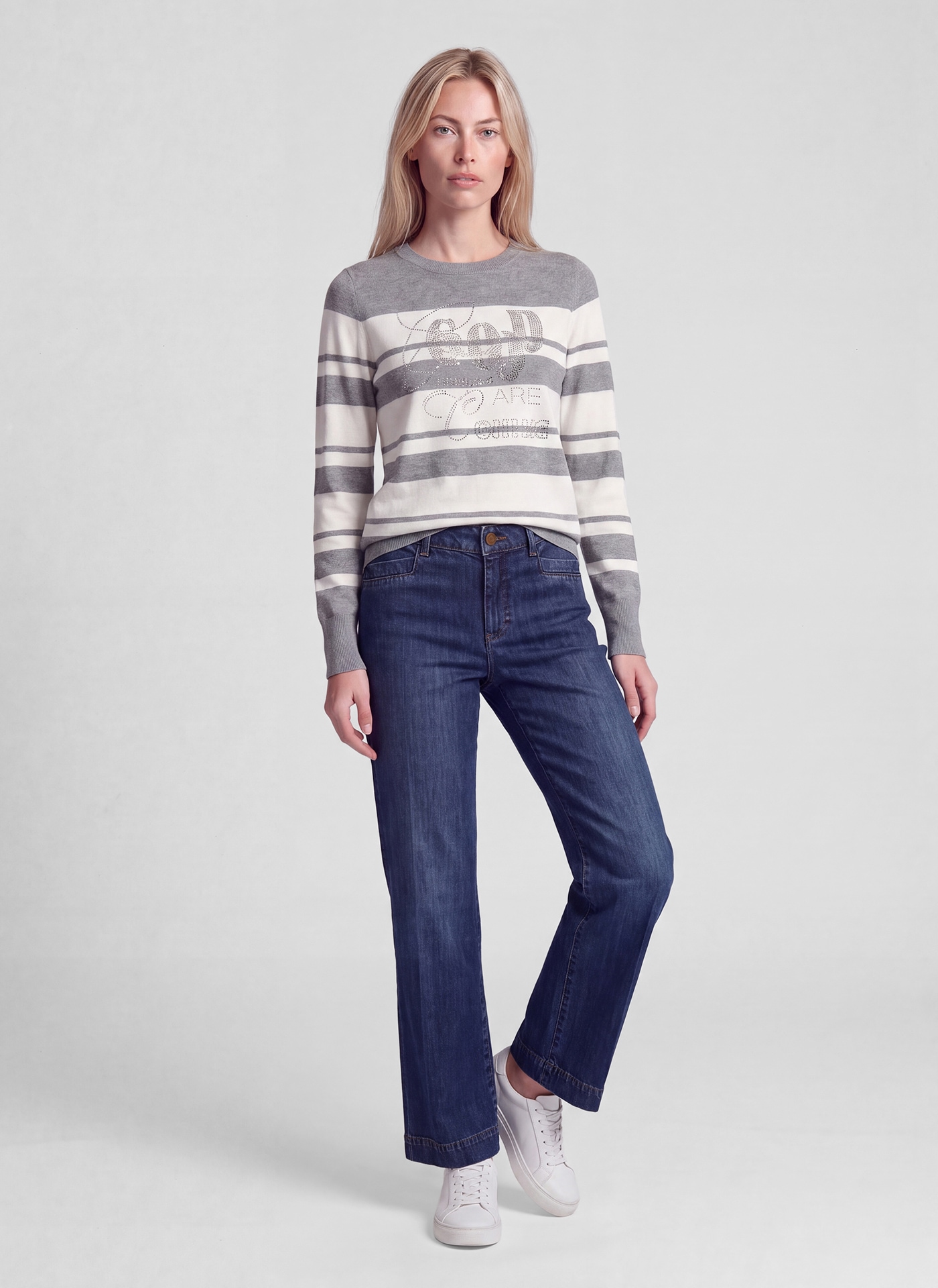 Rabe Pull en tricot im Streifen-Look und mit Glitzersteinen