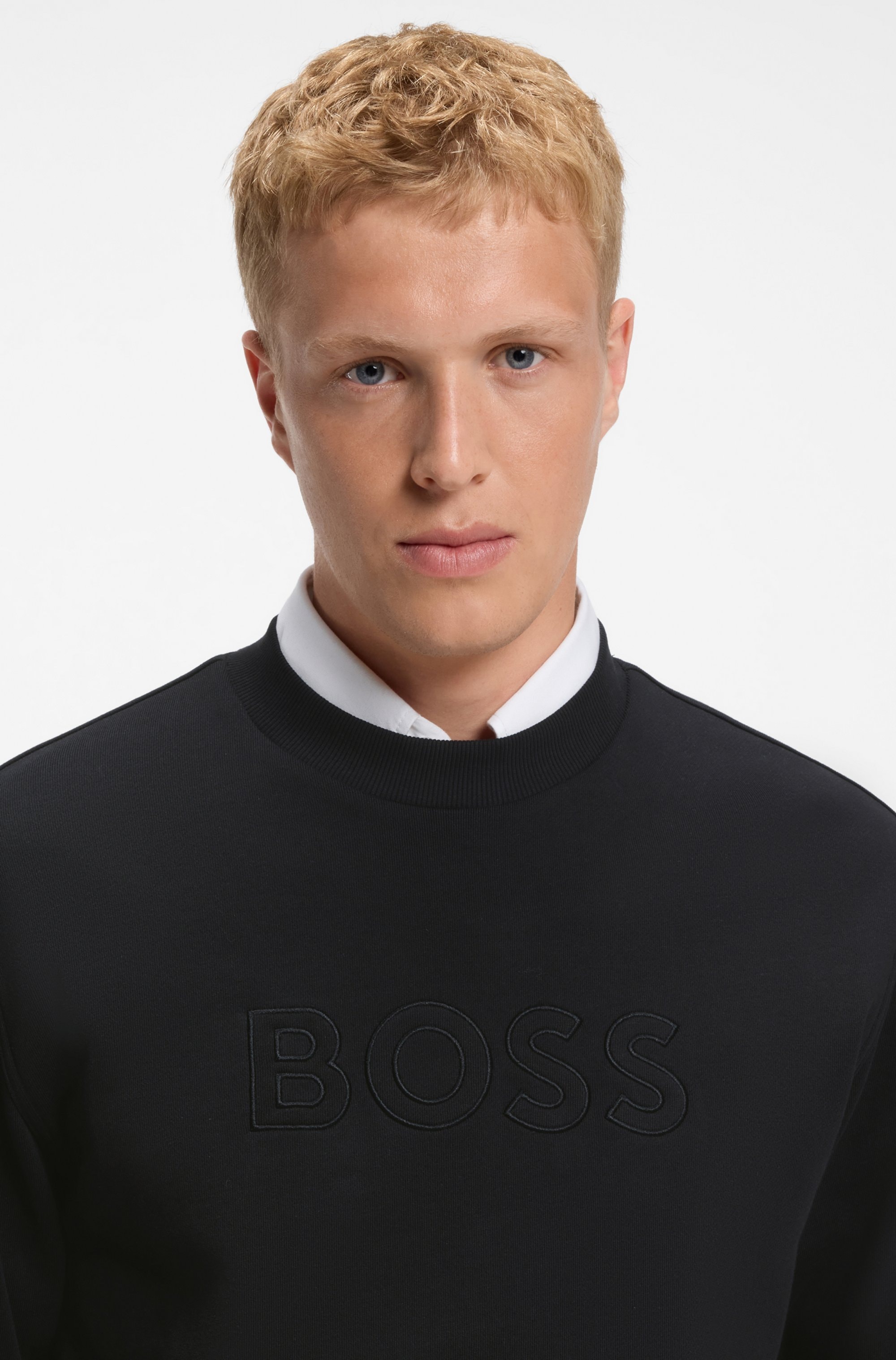 BOSS ORANGE Sweat-shirt , Rundhalsausschnitt, Relaxed Fit, grosse Logo-Stickerei
