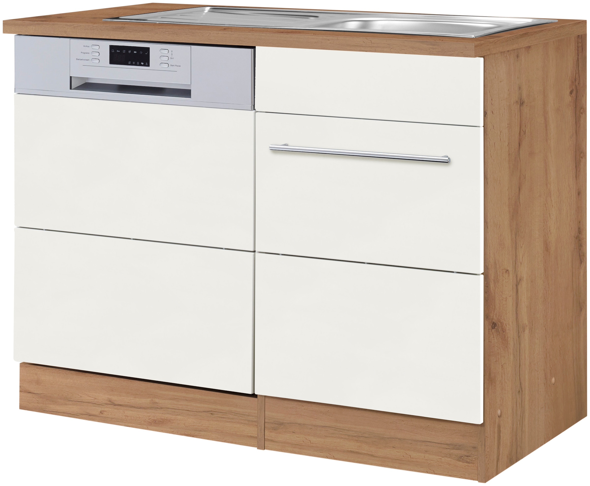 KOCHSTATION Spülenschrank »KS-Wien« Breite 110 cm, inkl. Möbelfront für teilintegrierbaren Geschirrspüler