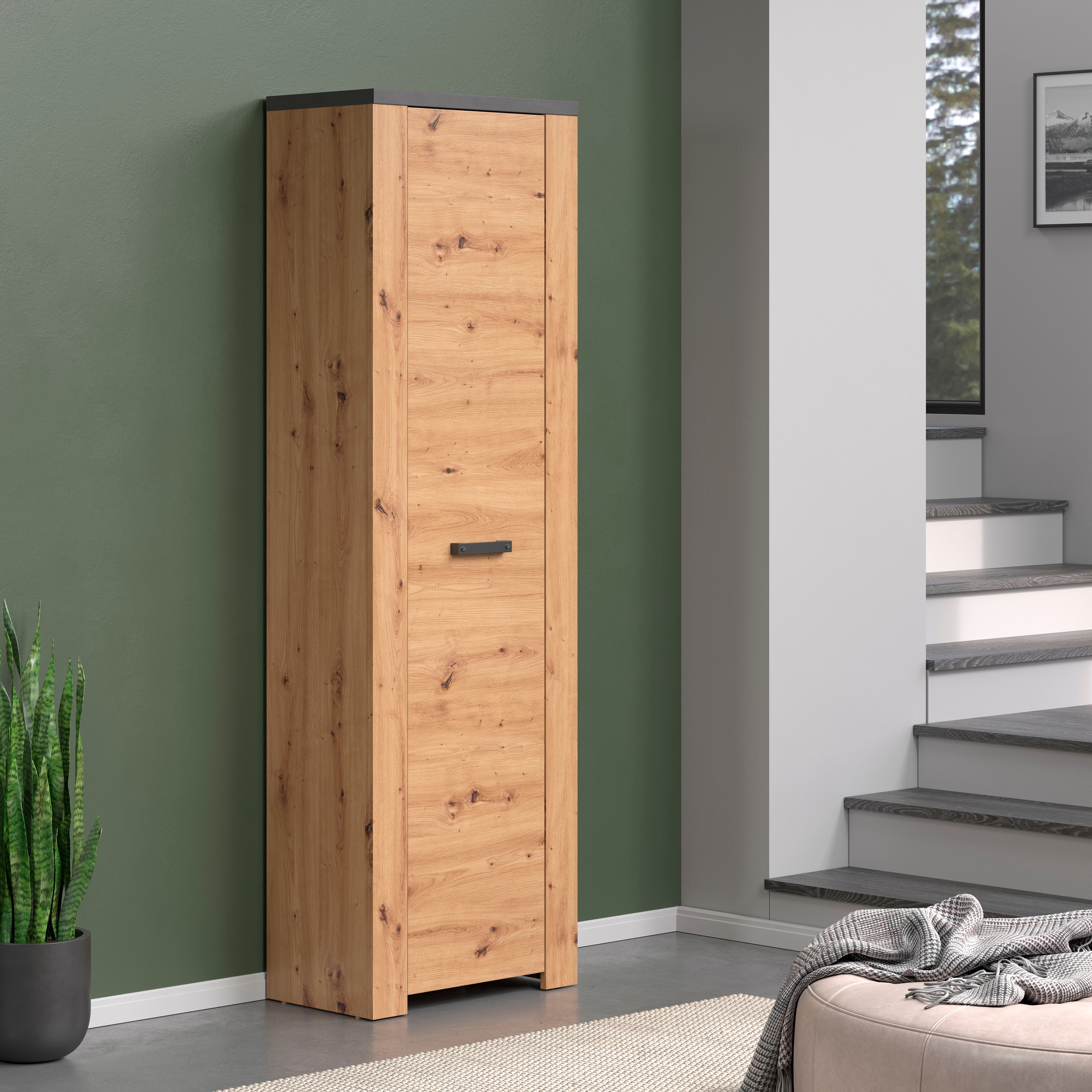 Home affaire Garderobenschrank »Ambres Inkl. ausziehbarer Kleiderstange« 1 Stk. tlg. Garderobenpaneel mit Ablage & Haken - (B/T/H) 62/26/199 cm