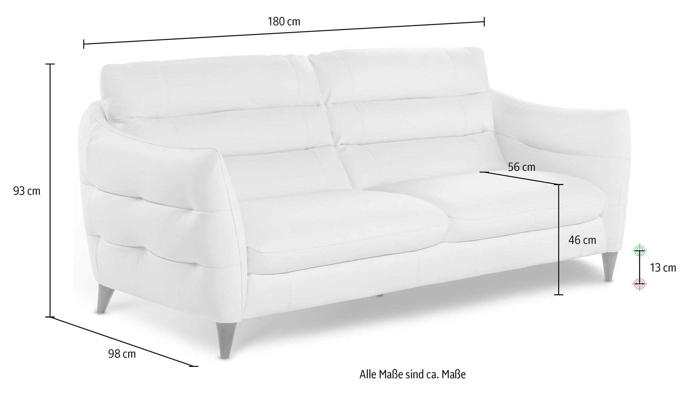 CALIA ITALIA 2-places »Cabrini, Design trifft erstklassigen Sitzkomfort,« 180 Breite