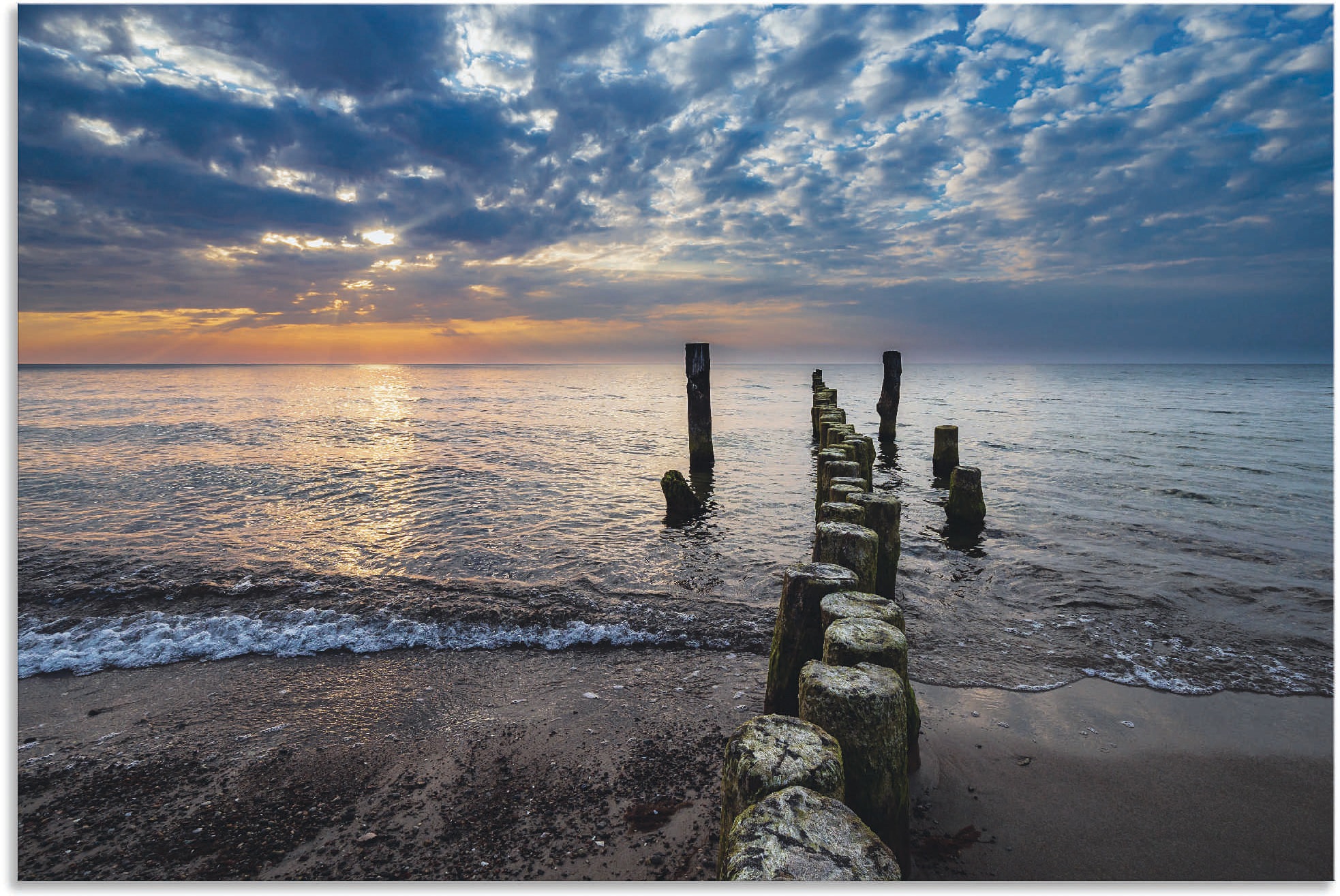 Image of Artland Wandbild »Buhnen an Küste der Ostsee Graal Müritz«, Küstenbilder, (1 St.), in vielen Grössen & Produktarten - Alubild / Outdoorbild für den Aussenbereich, Leinwandbild, Poster, Wandaufkleber / Wandtattoo auch für Badezimmer geeignet bei Ackermann 