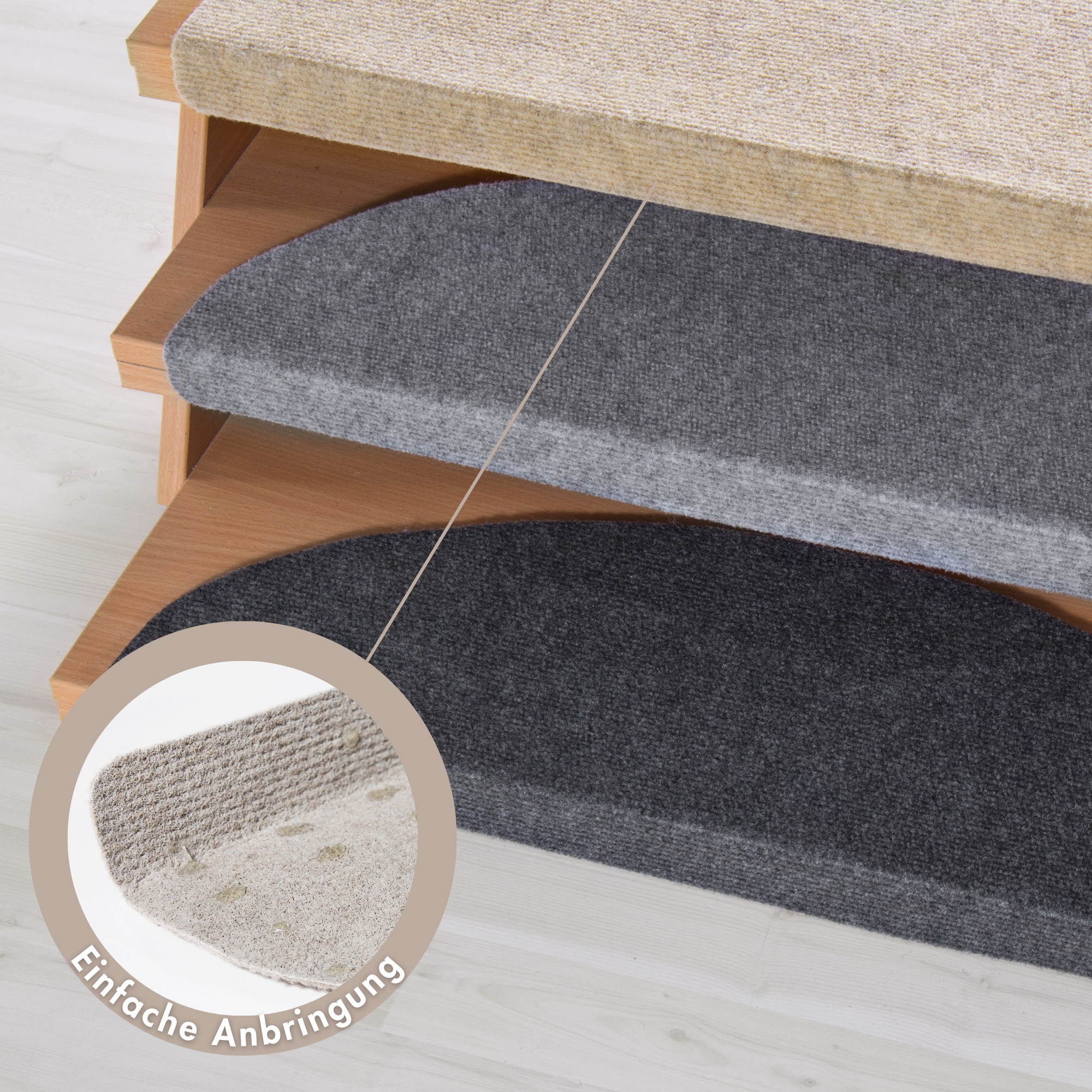 Andiamo Tapis de marche »Paris, Made in Poland« Demi-rond 2 mm Höhe selbstklebend, 15 Stück in einem Set