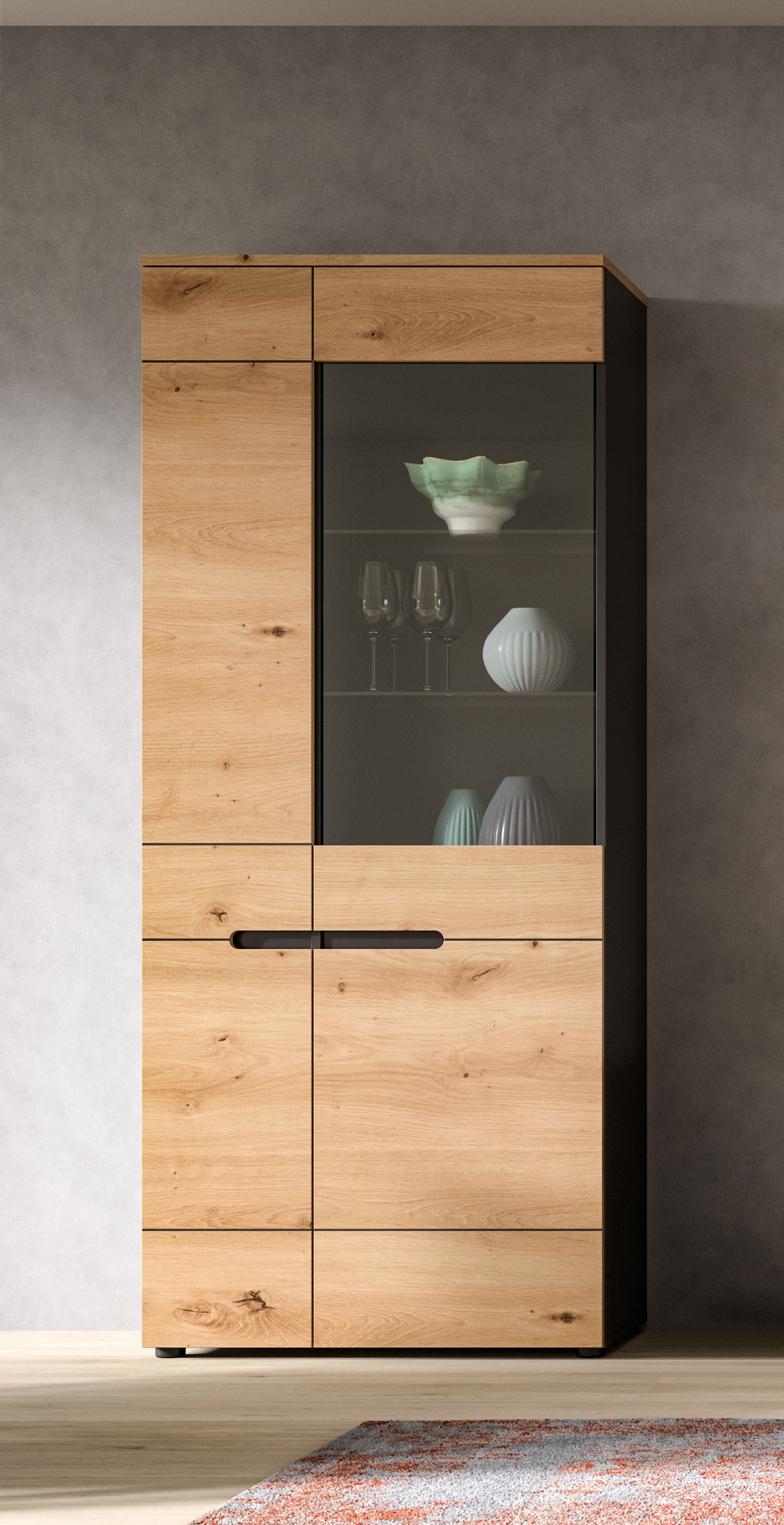 Image of Home affaire Vitrine "REHAT, TOPSELLER, Höhe 190 cm, 2 Türen, 4 Einlegeböden, 2 Glasböden" 1 Stk. tlg. Vitrinenschrank, Schrank, Glasvitrine, Wohnzimmervitrine