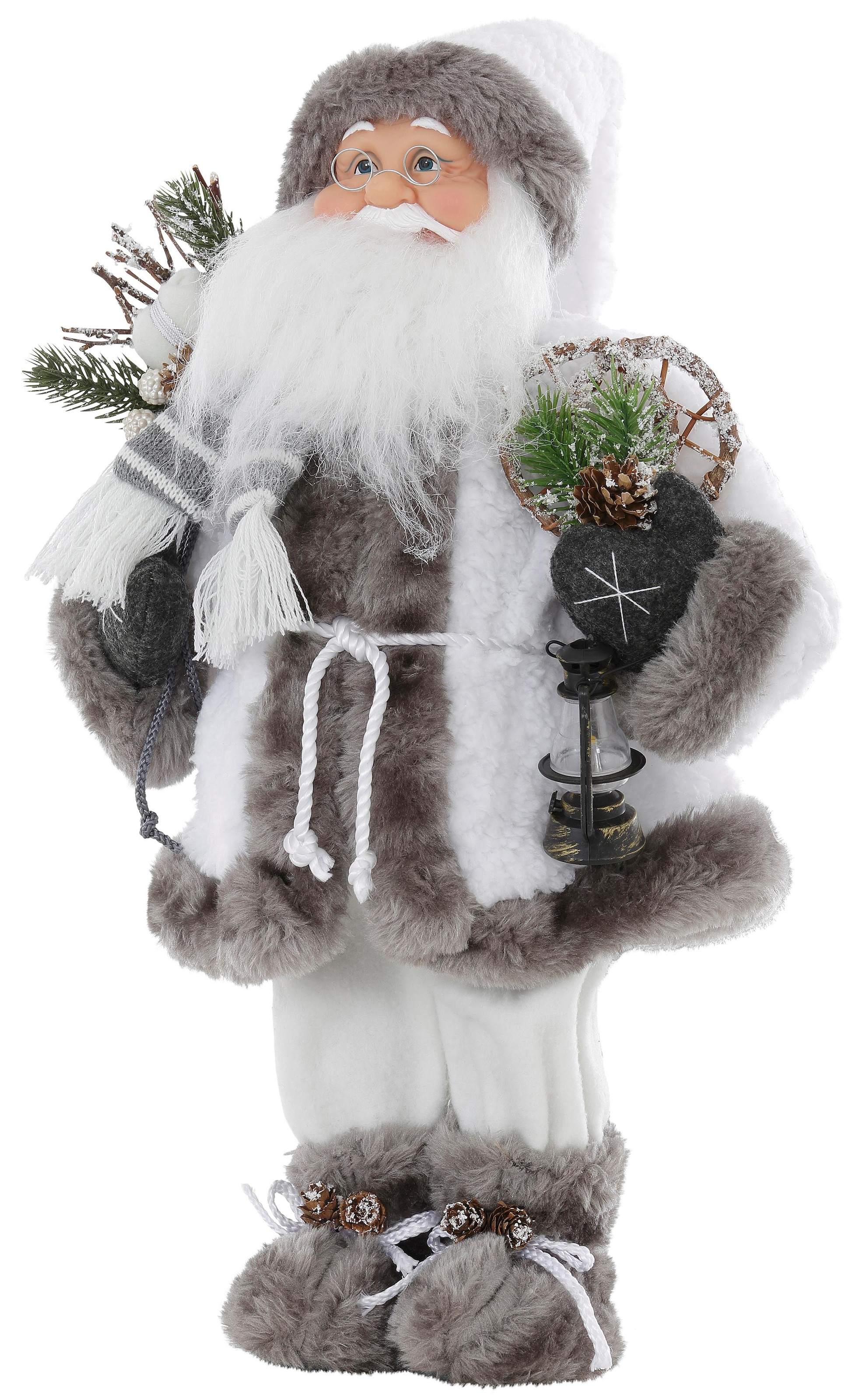 »Santa weissem HOSSNER - günstig Mantel kaufen und Weihnachtsmann mit Laterne«, HOMECOLLECTION Weihnachtsdeko