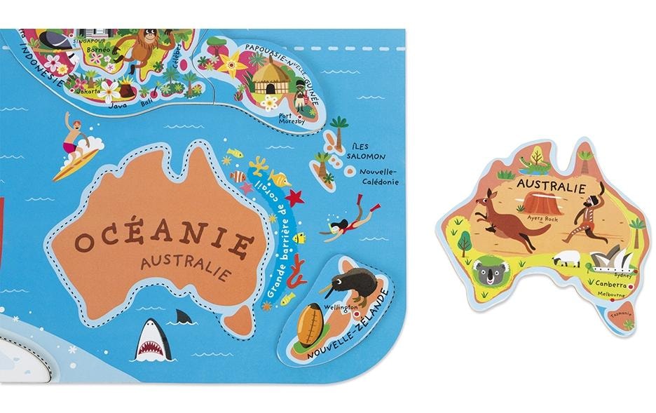 Janod Puzzle »Janod Holz-Puzzle Magnetpuzzle Welt«, (92 tlg.)