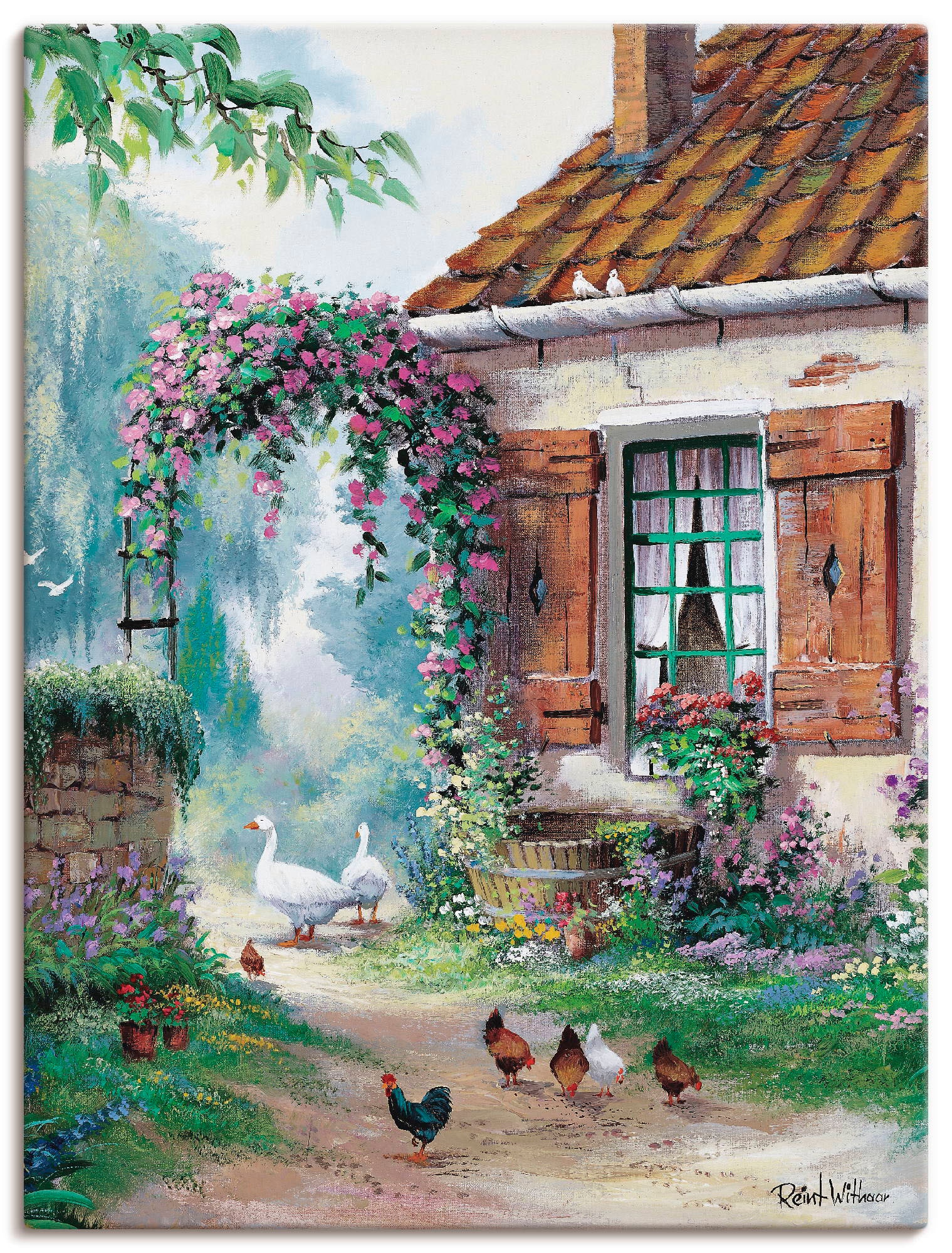 Image of Artland Leinwandbild "Der Bauernhof" Garten 1 Stk. tlg. auf Holzrahmen gespannt