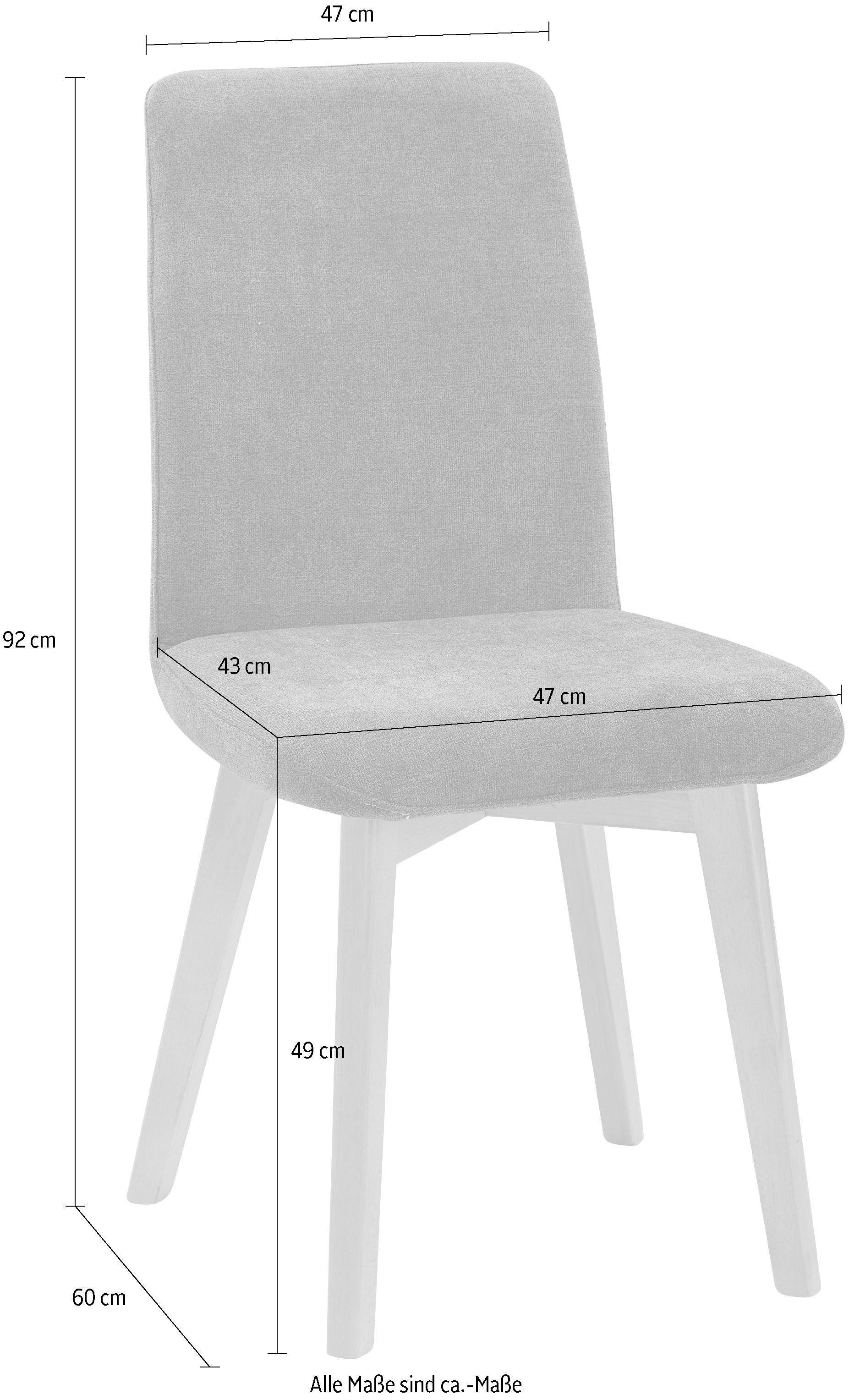 massivline&more Chaise à 4 pieds »Enns, Stuhl, Esszimmerstuhl, Küchenstuhl« () 2 cuisstructure en hêtre teintée décor