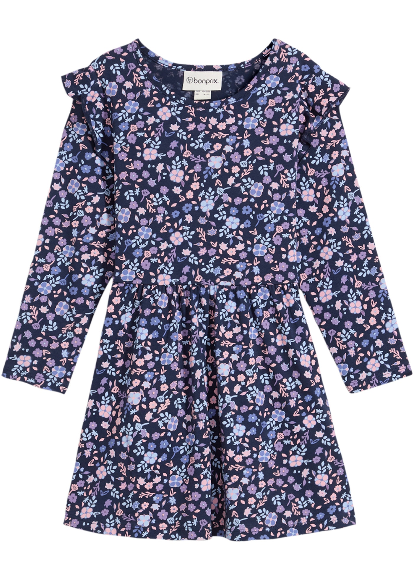 bonprix Robe en jersey aus reiner Baumwolle, mit Blümchenmuster, mit langem Arm