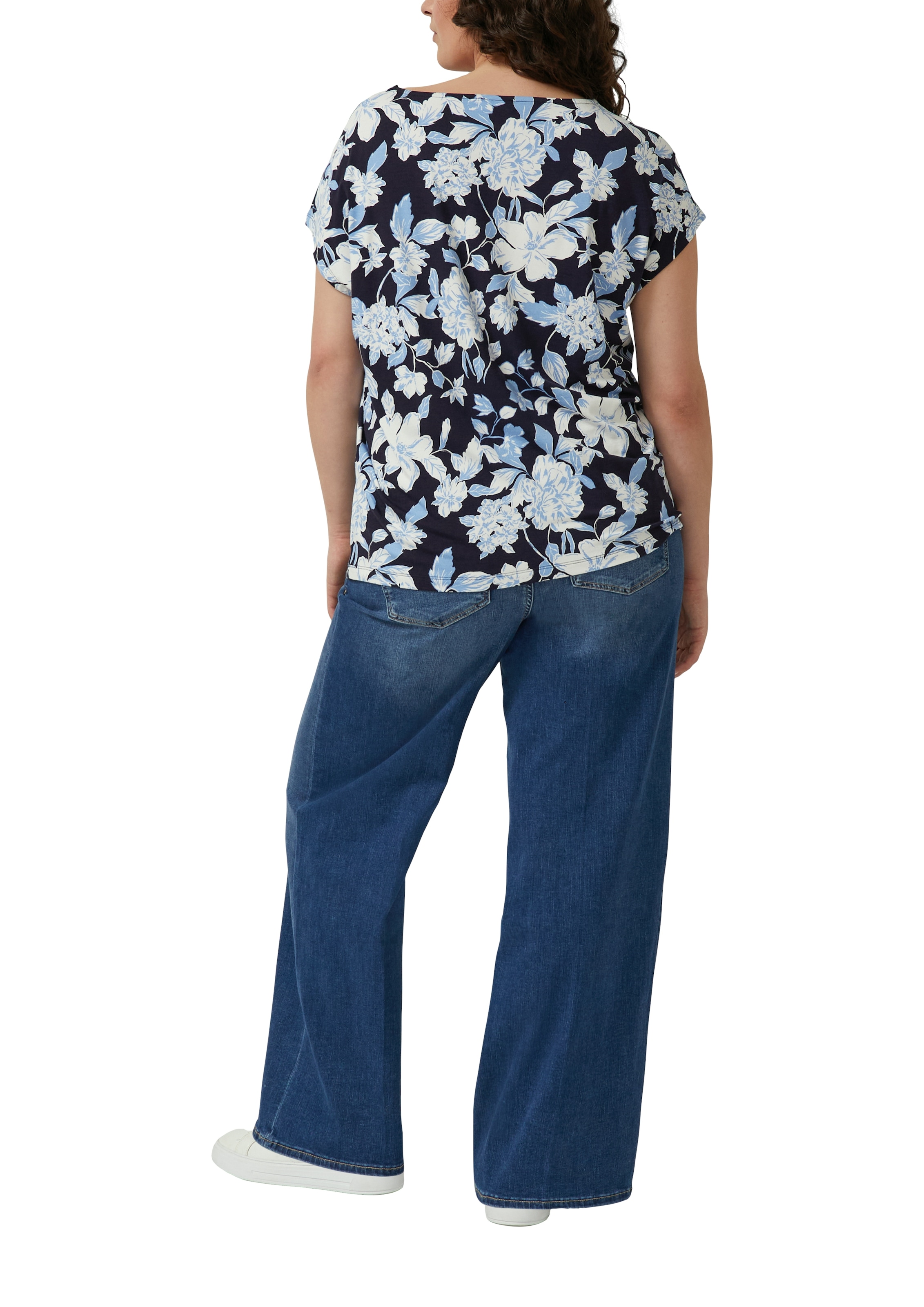 s.Oliver CURVE Kurzarmshirt Sommershirt in floraler Optik/Grosse Grössen