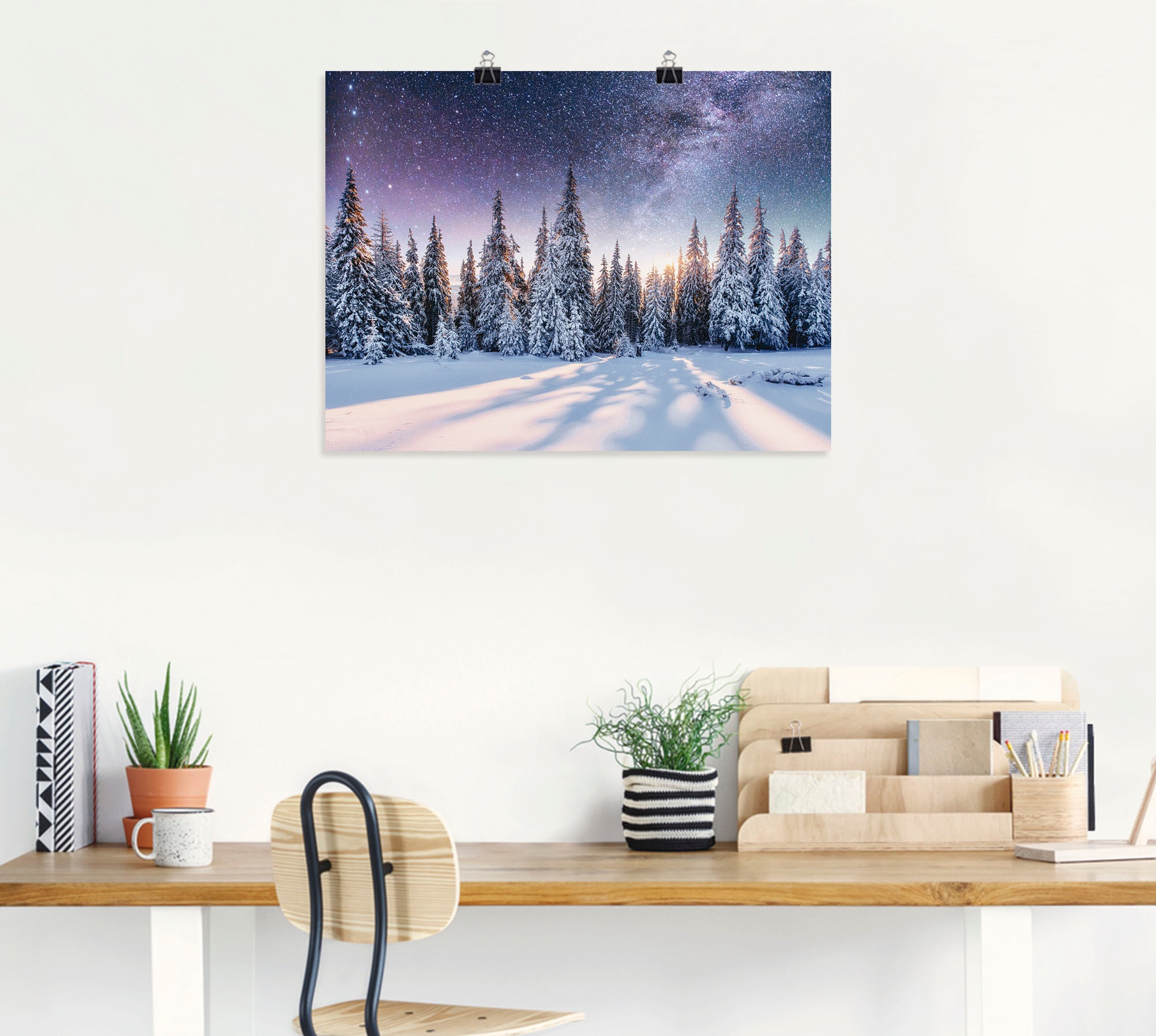 Artland Wandbild »Tannenwald im Schnee vorm Sternenhimmel«, Berge & Alpenbilder, (1 St.), als Alubild, Outdoorbild, Leinwandbild, Poster in verschied. Grössen