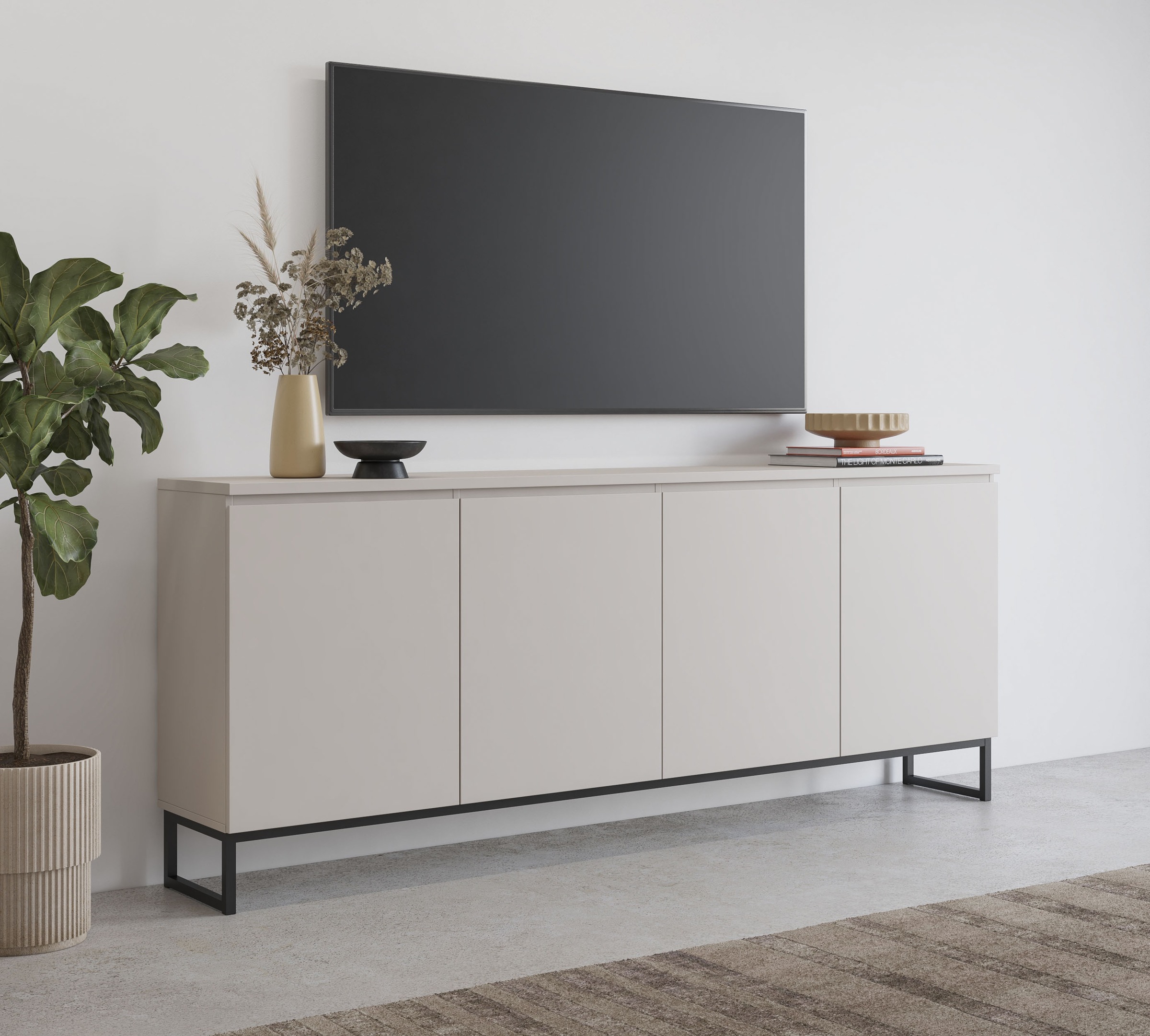 Image of GOODproduct Sideboard "Modo II, Breite 200 cm, moderne grifflose Kommode 4Türen" Anrichte mit viel Stauraum, Einlegeböden verstellbar, Metallkufen