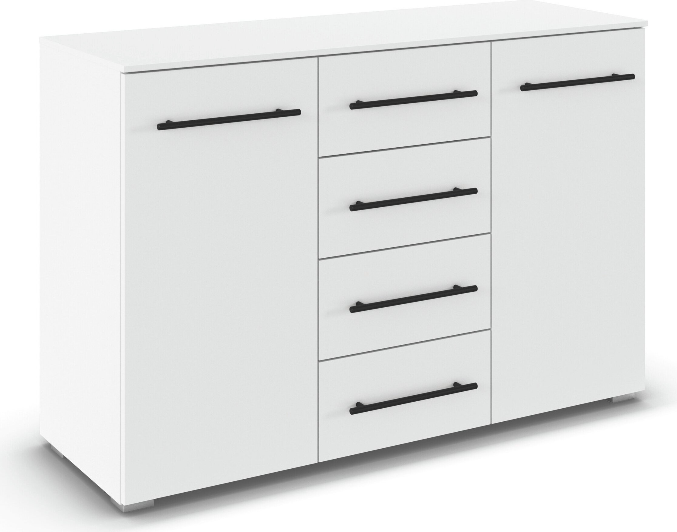 Image of GOODproduct Kombikommode "Sideboard Türkommode Schubladenkommode Kommode RONDO" Breite 120 / Höhe 81 cm, 4 Einlegeböden, mit 4 geräumigen Schubladen Metallgriff in Schwarz MADE IN GERMANY