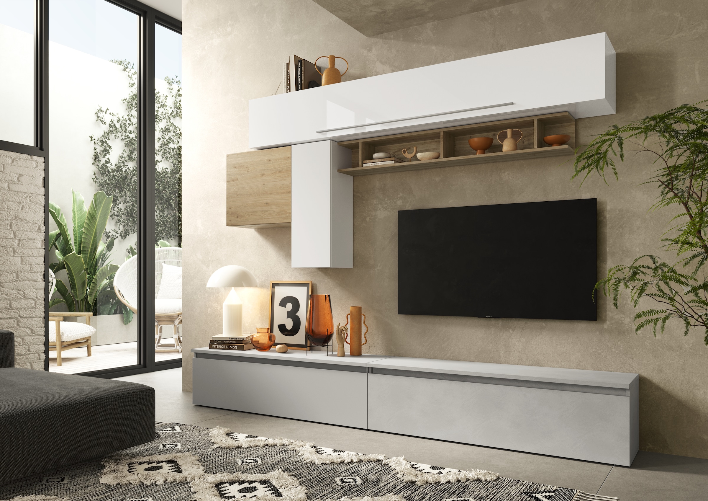 Image of Home affaire Wohnwand "Infinity, 6tlg. Breite 262 cm, Höhe variabel, Schrankw., (2x Lowboard," 6 Stk. tlg.