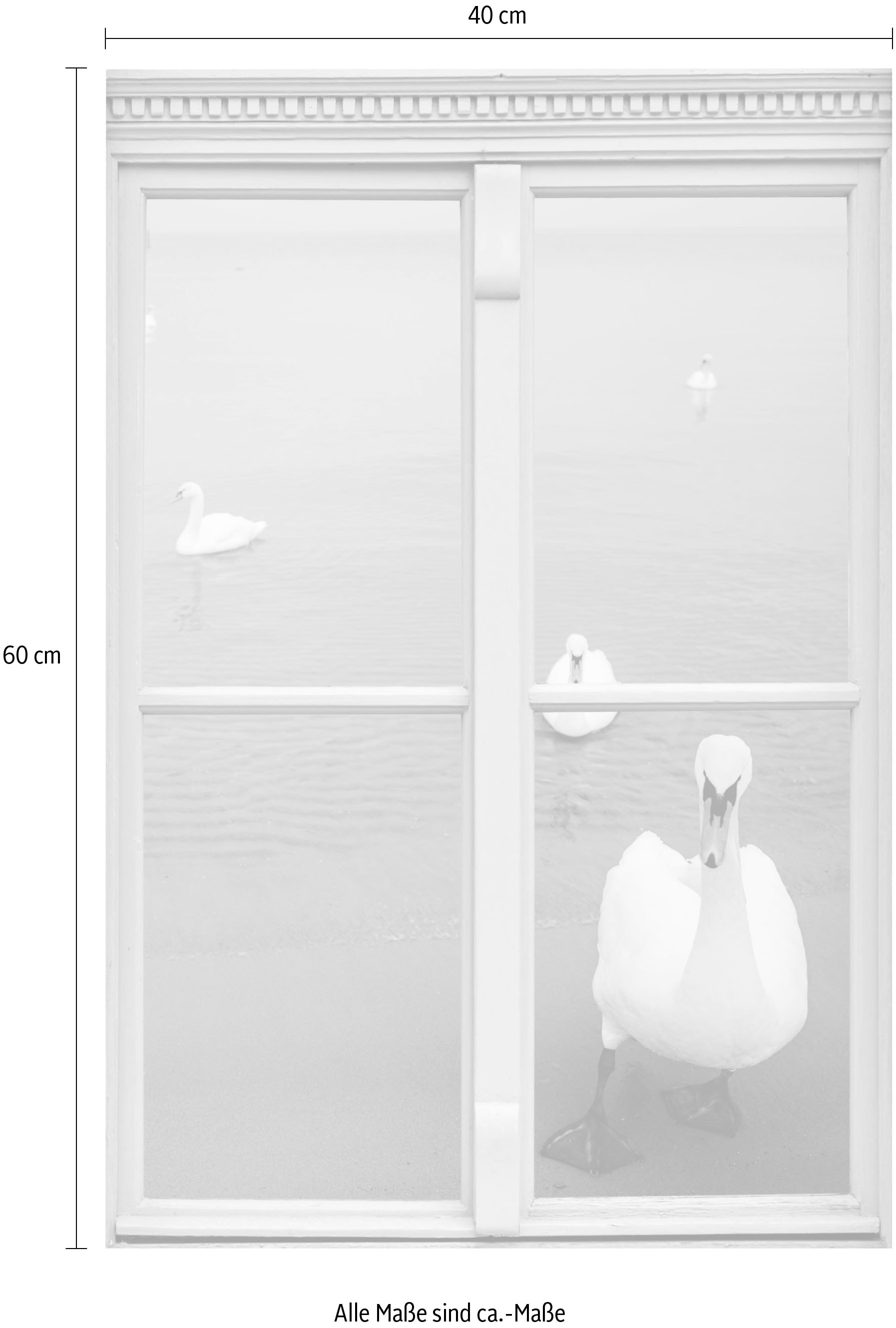 queence Wandsticker »Schwäne«, Wandsticker, Wandbild, selbstklebend, 3D, Fenster