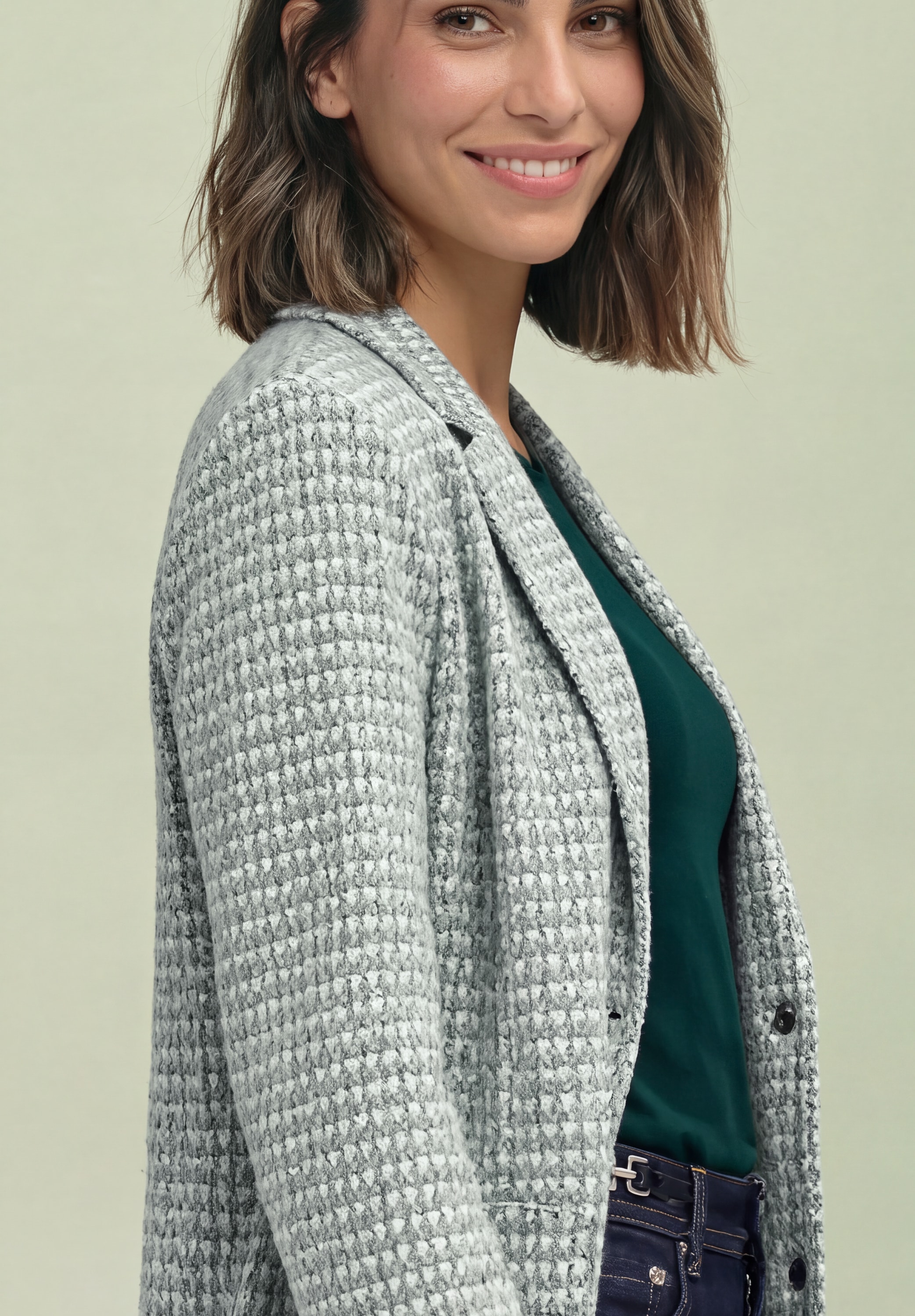 STREET ONE Blazer court blazer avec col à revers et motif