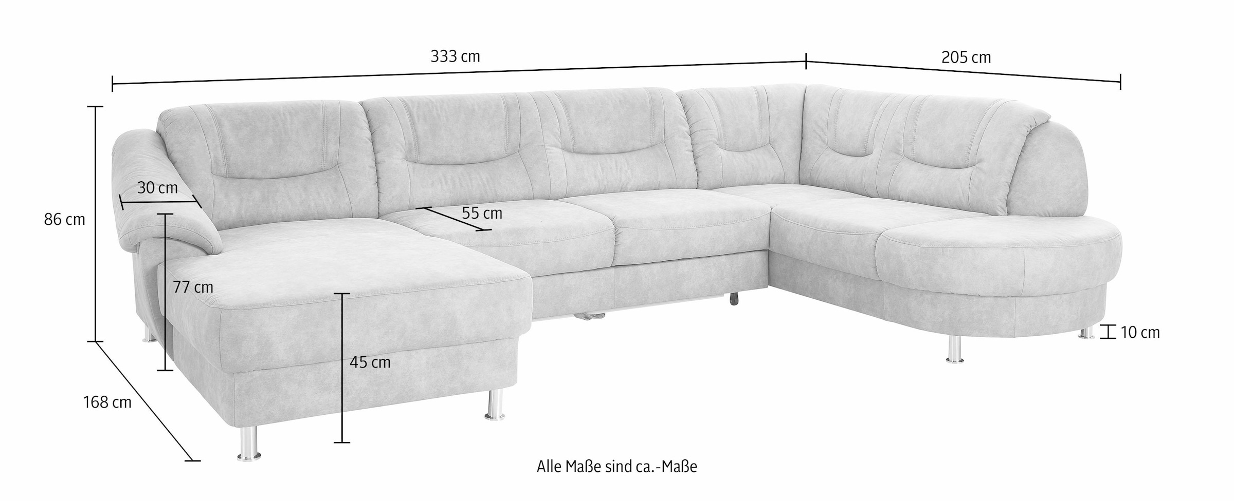 sit&more Wohnlandschaft »Salsa U-Form« mit Federkern, wahlweise mit Bettfunktion
