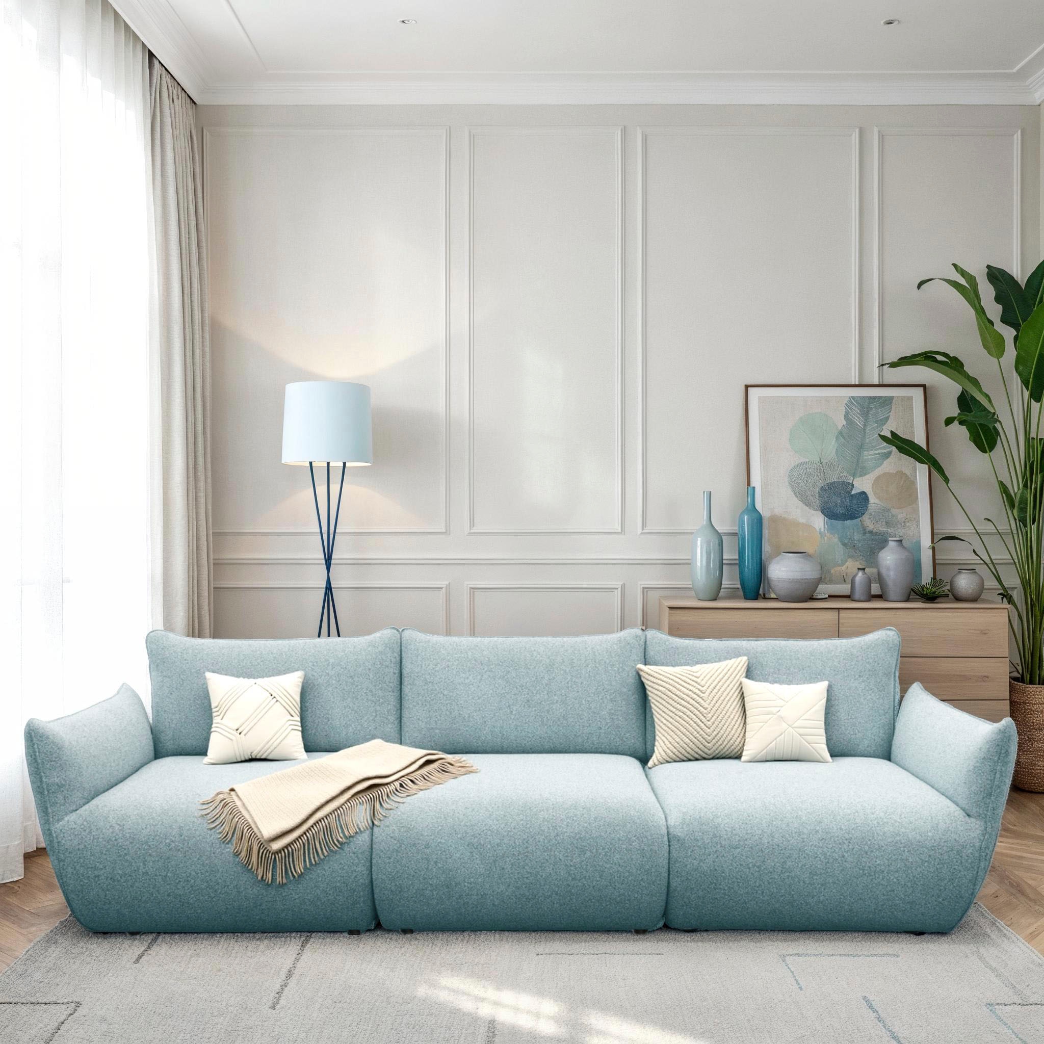 DOMO collection Big-Sofa »800022 in 2 Breiten, Taschenfederkern für hohen Sitzkomfort«, Breite 276cm. Pflegeleichter Strukturstoff aus 100% Polyester