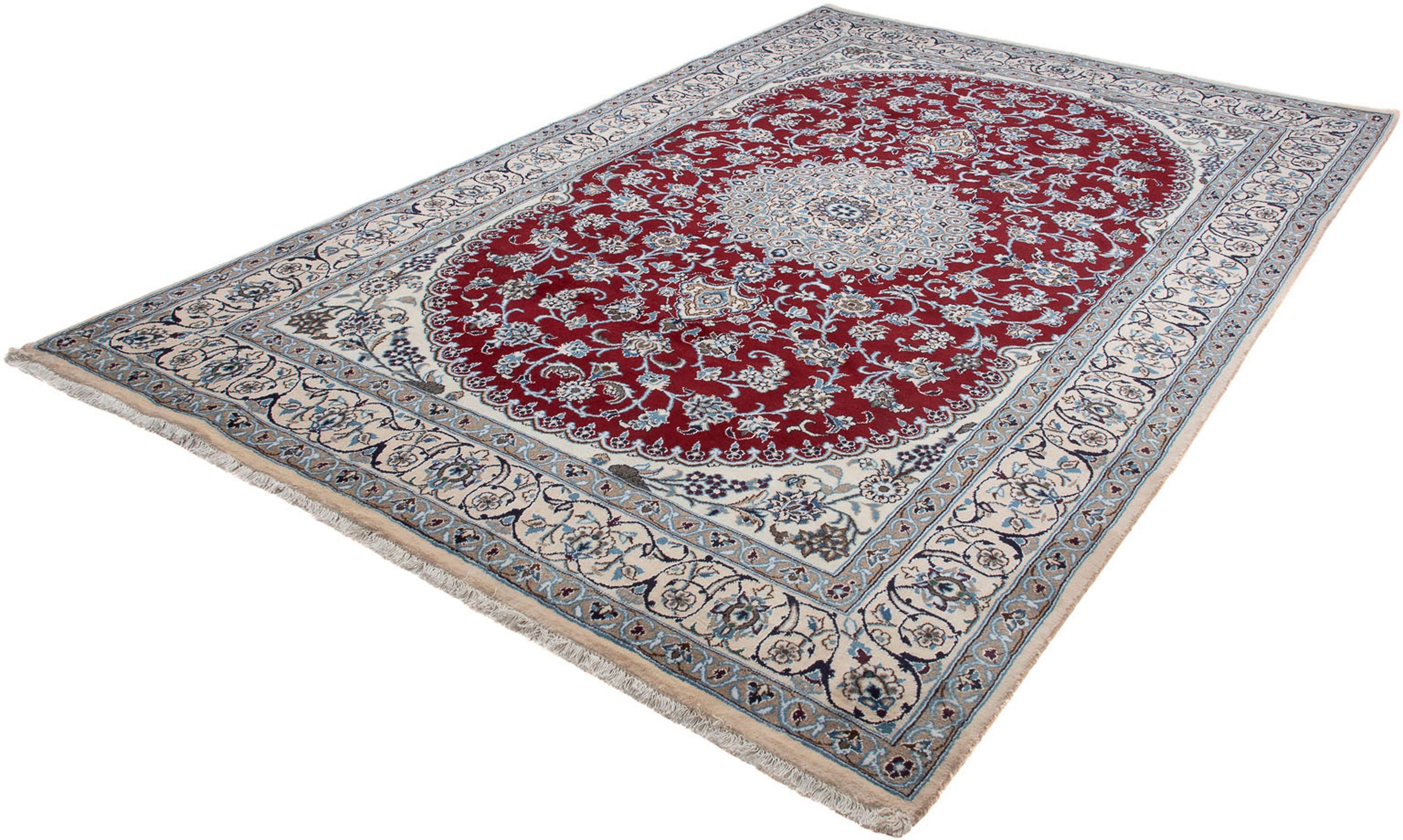 Image of morgenland Orientteppich »Perser - Nain - 297 x 190 cm - dunkelrot«, rechteckig, 10 mm Höhe, Wohnzimmer, Handgeknüpft, Einzelstück mit Zertifikat bei Ackermann Versand Schweiz