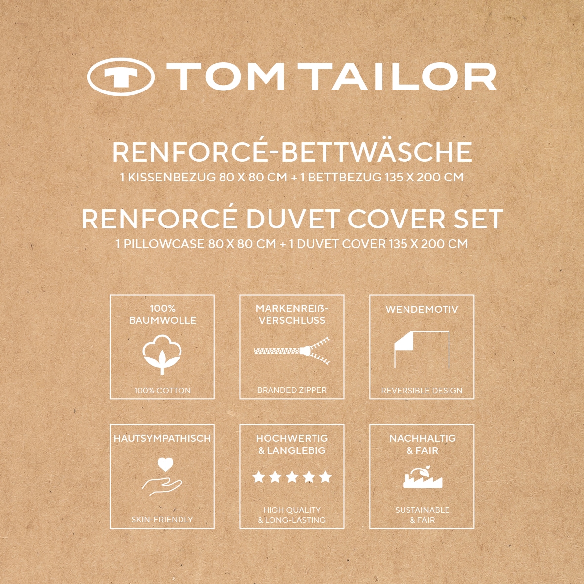TOM TAILOR HOME Linge de lit »CHECK AND STRIPES in Gr. 135x200cm oder 155x220cm« 2 cuis nouvelle chambre, étiquette tissée