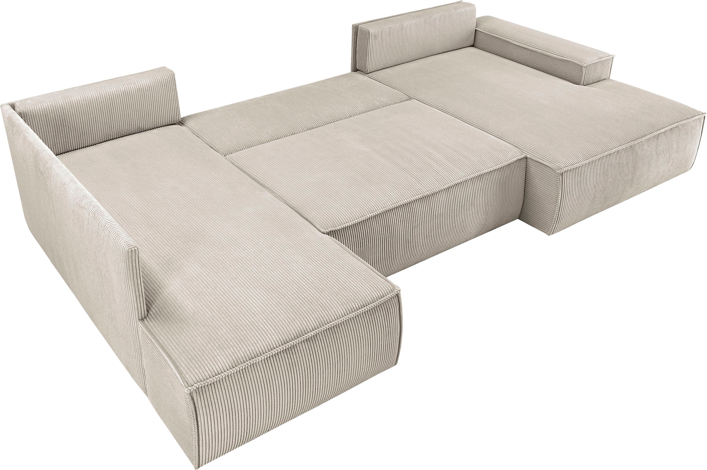 Home affaire Wohnlandschaft »SHERWOOD 329 cm, U-Form, Schlafsofa,«, Schlaffunktion m. Bettkasten (194x139 cm), Cord, Vintage, Samtvelours